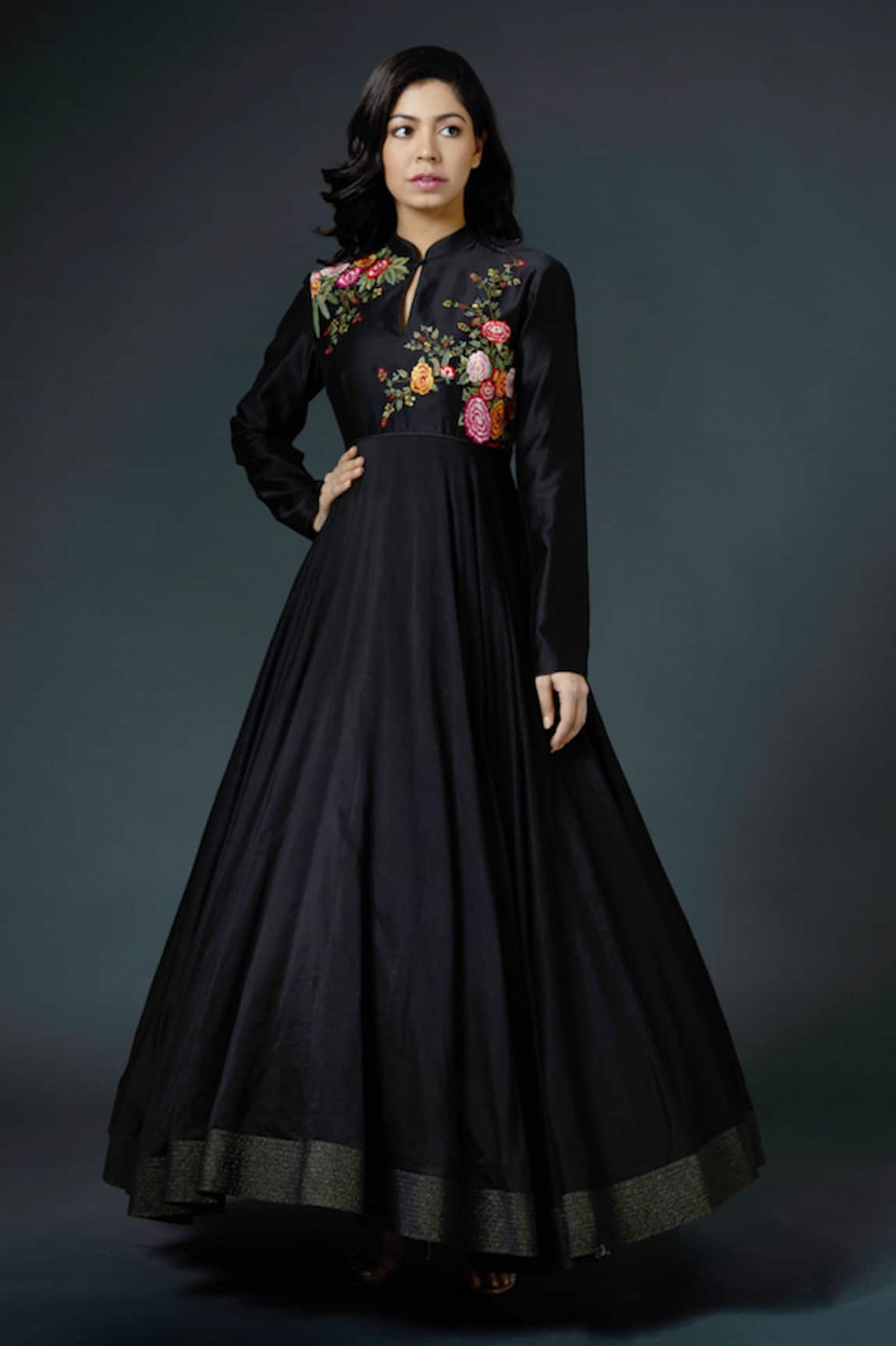 Rohit Bal Chanderi Silk Embroidered Anarkali Set 