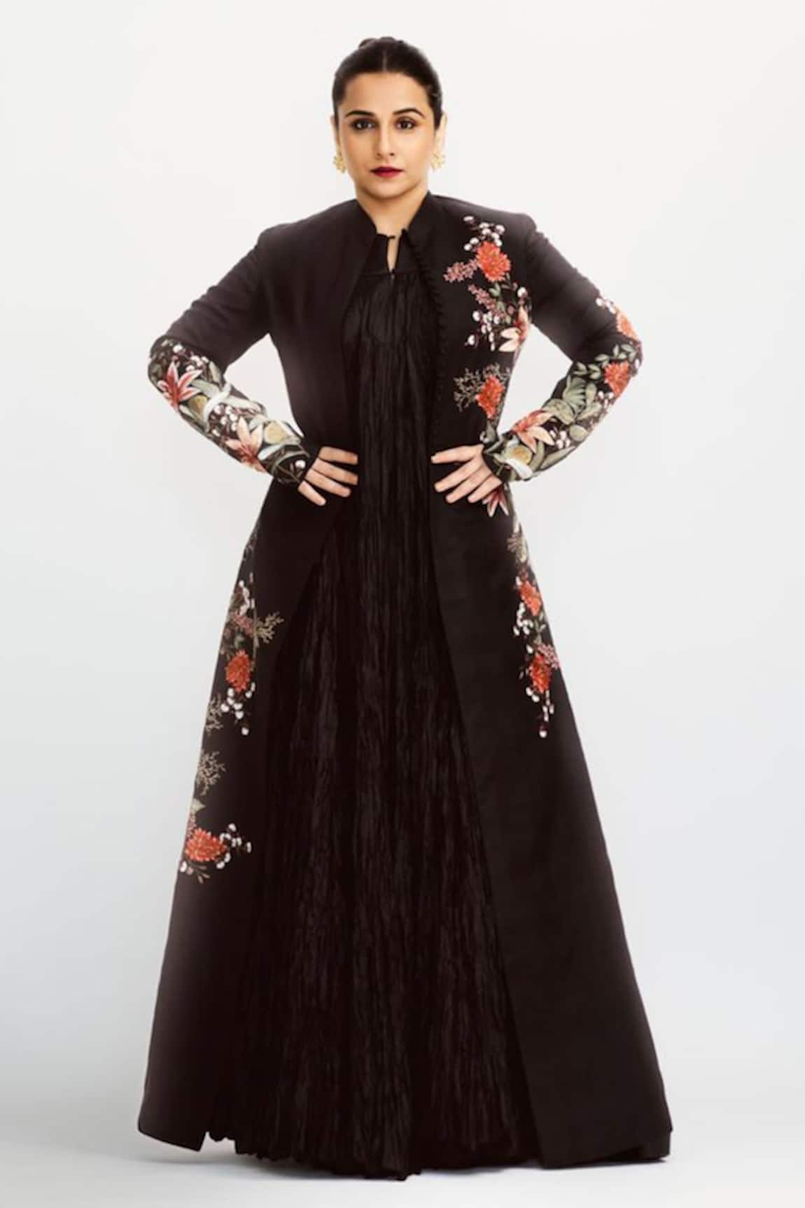 Rohit Bal Resham Floral Embroidered Long Jacket