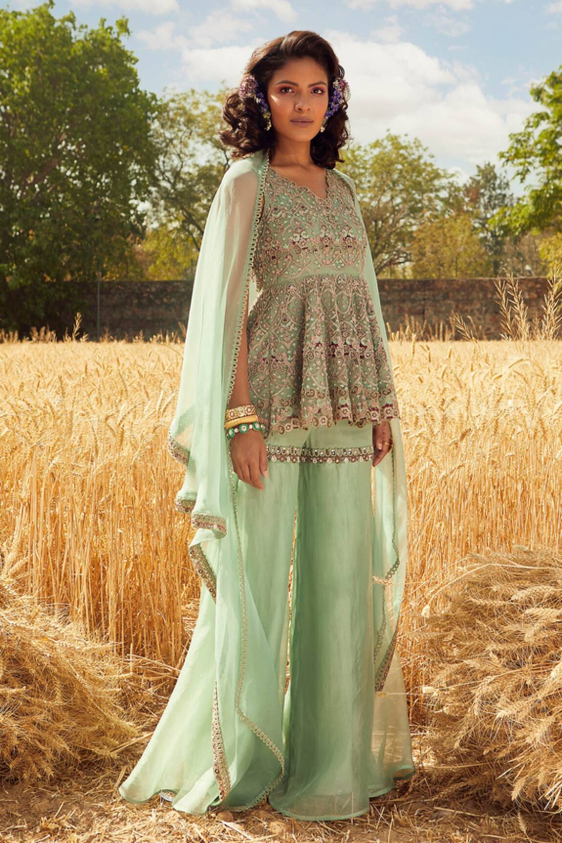 Ridhima Bhasin Organza Peplum Tunic Sharara Set