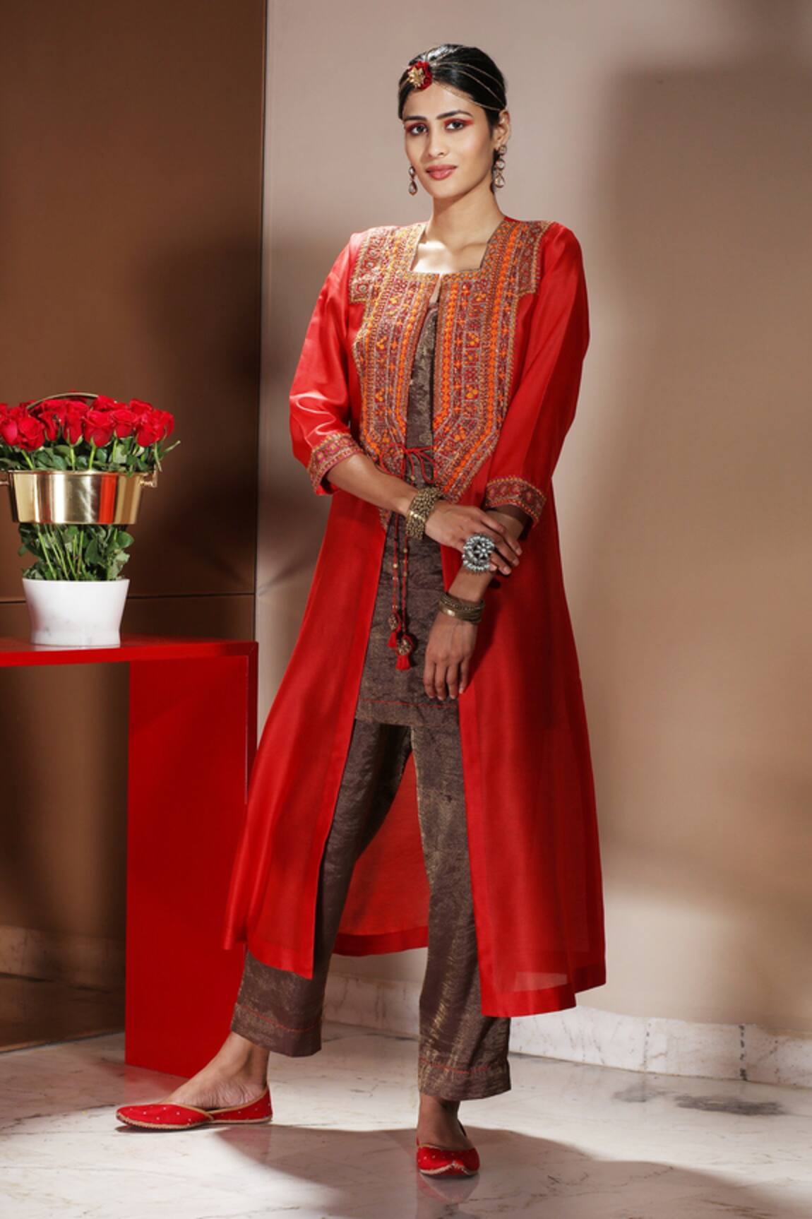 Neeta Bhargava Embellished Jacket & Pant Set 