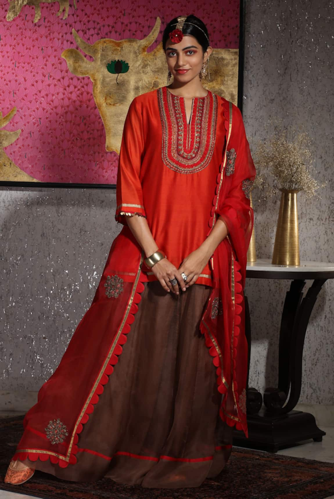 Neeta Bhargava Embroidered Kurta & Palazzo Pant Set