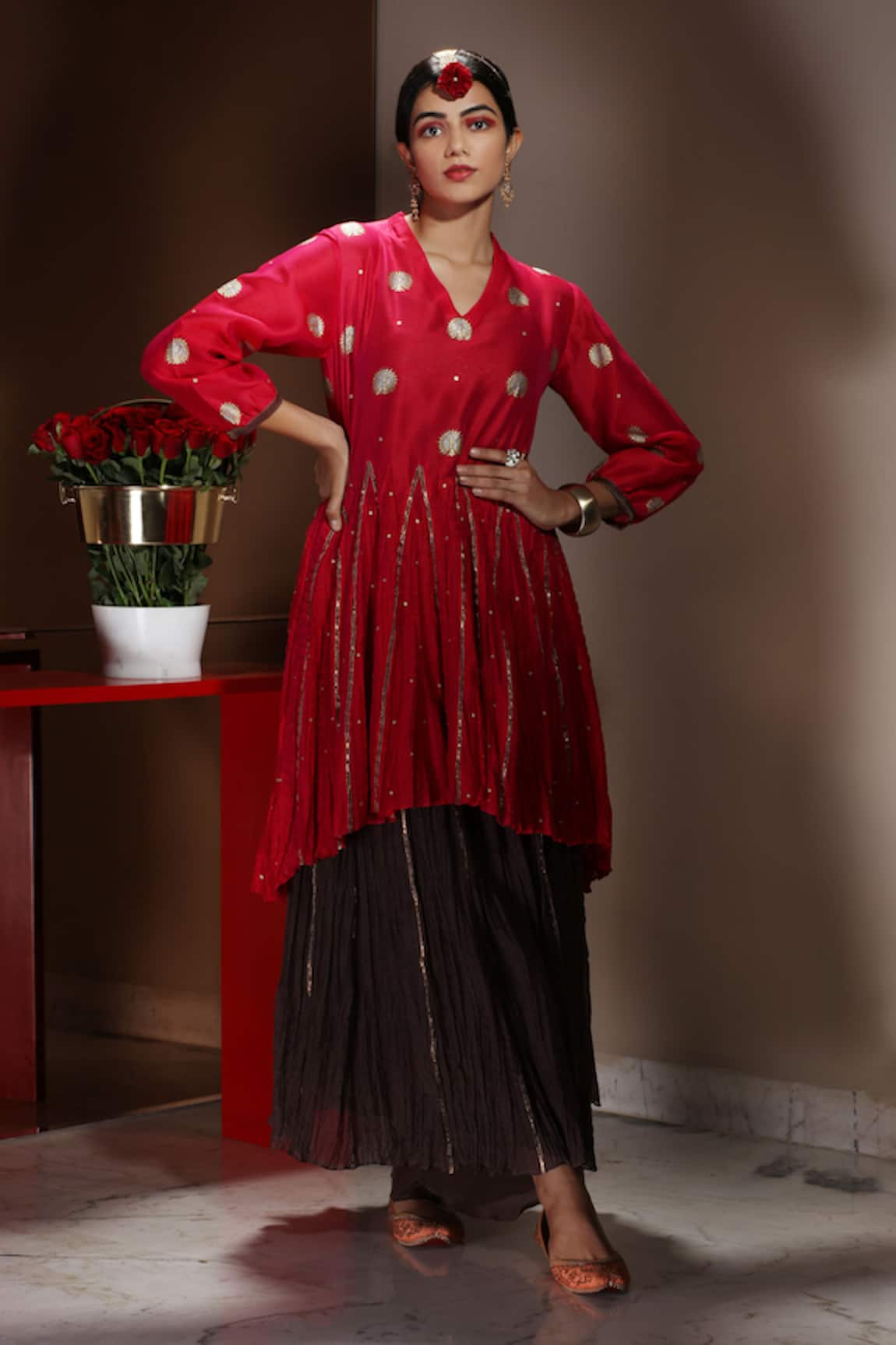 Neeta Bhargava Chanderi Kurta & Skirt Set