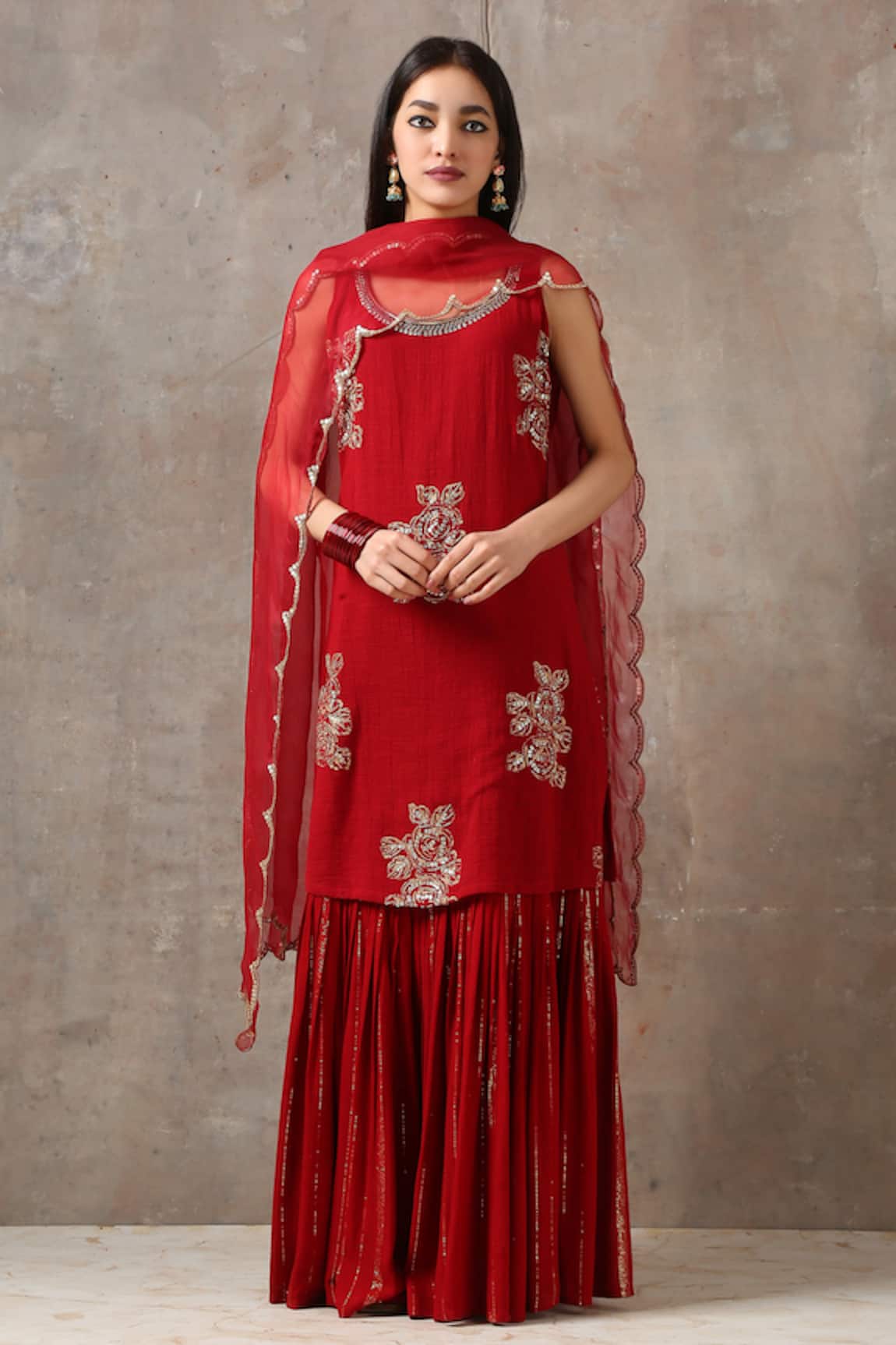 Rekha Agra Embroidered Kurta with Dupatta 