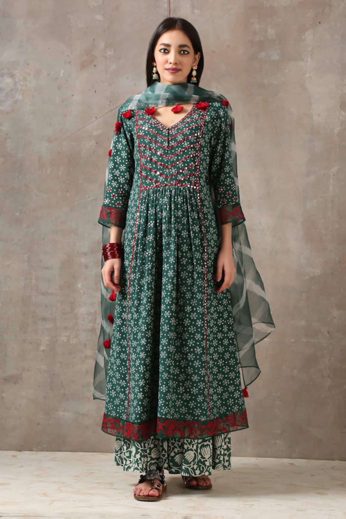 Rekha Agra Bandhani Print Anarkali Set 