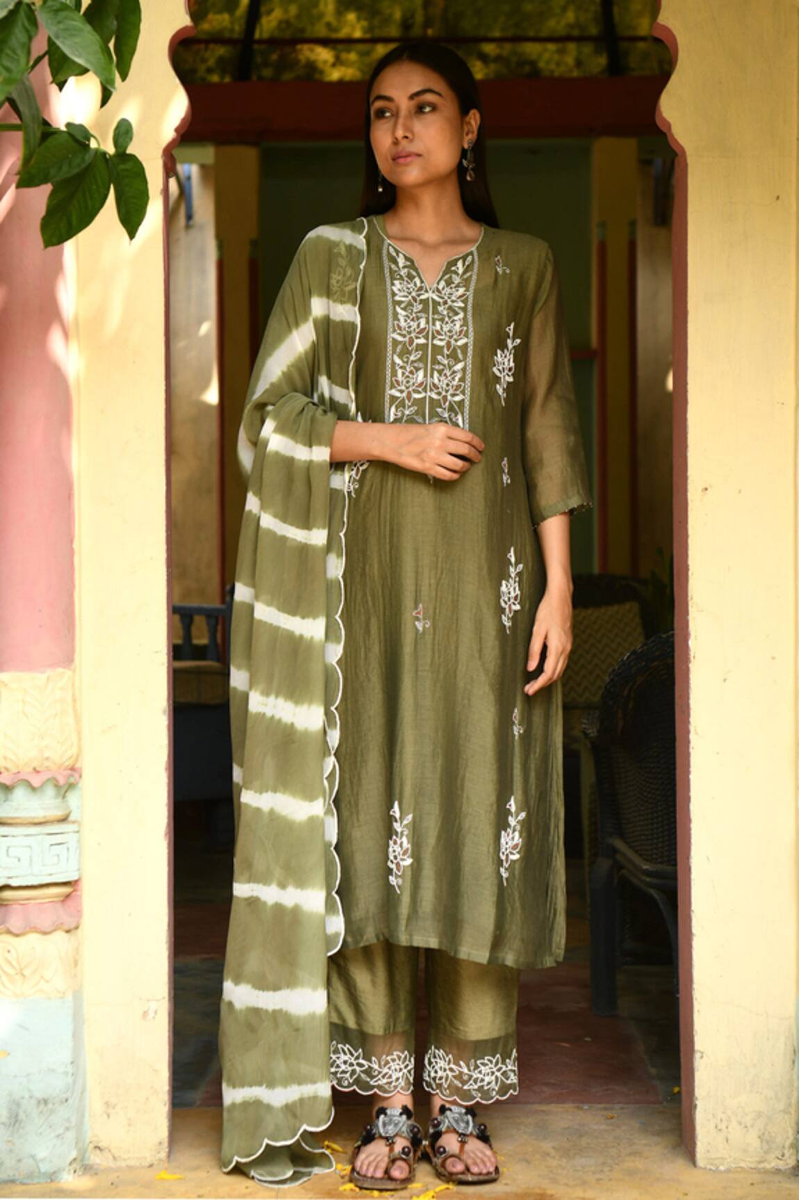 Rekha Agra Handloom Chanderi Kurta Set