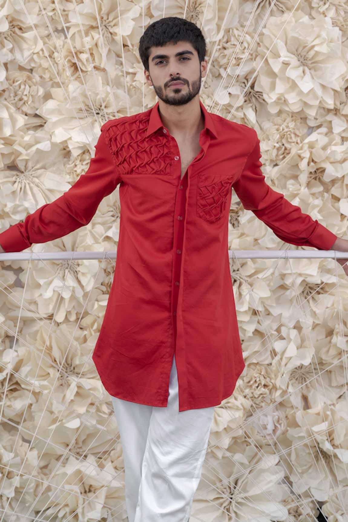 Runit Gupta Cotton Smocked Kurta 