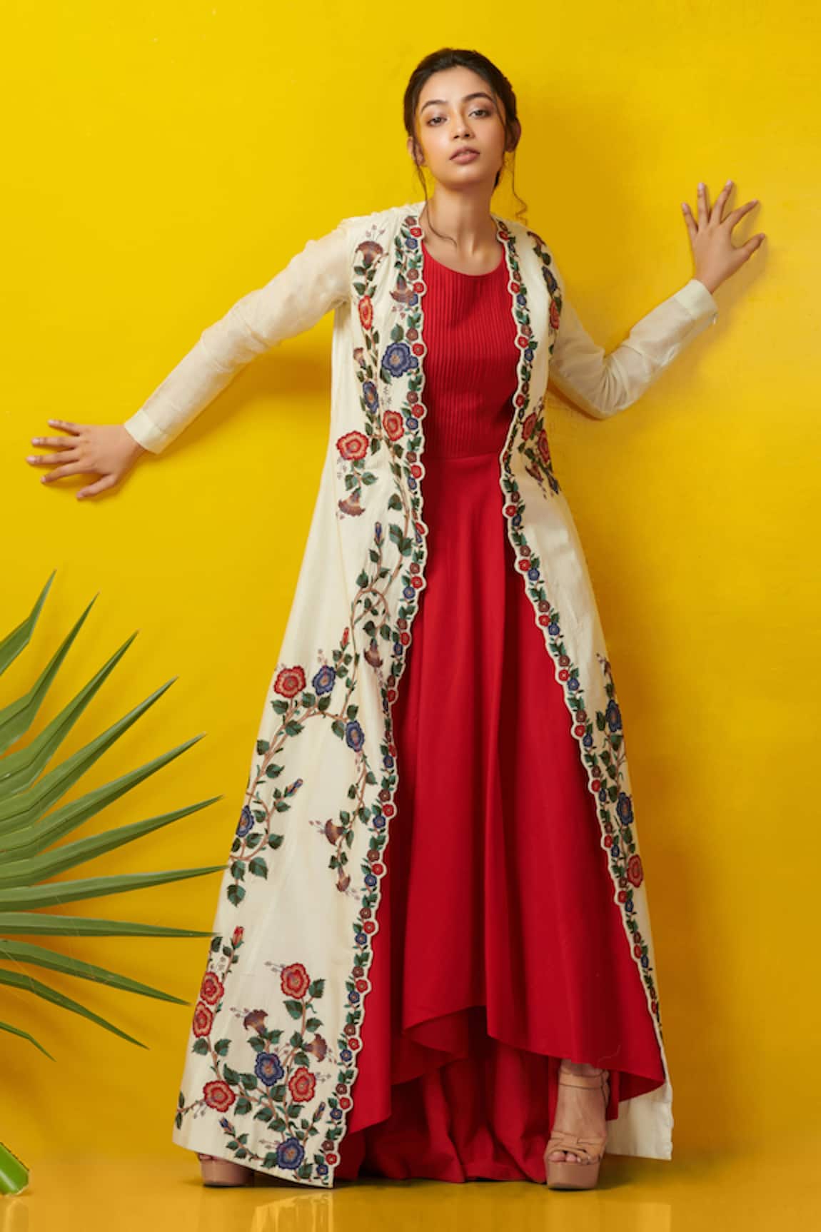 Rishi And Soujit Embroidered Jacket with Asymmetric Tunic