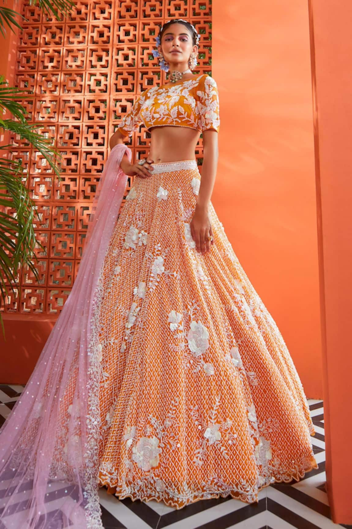 Riantas Floral Embroidered Bridal Lehenga Set