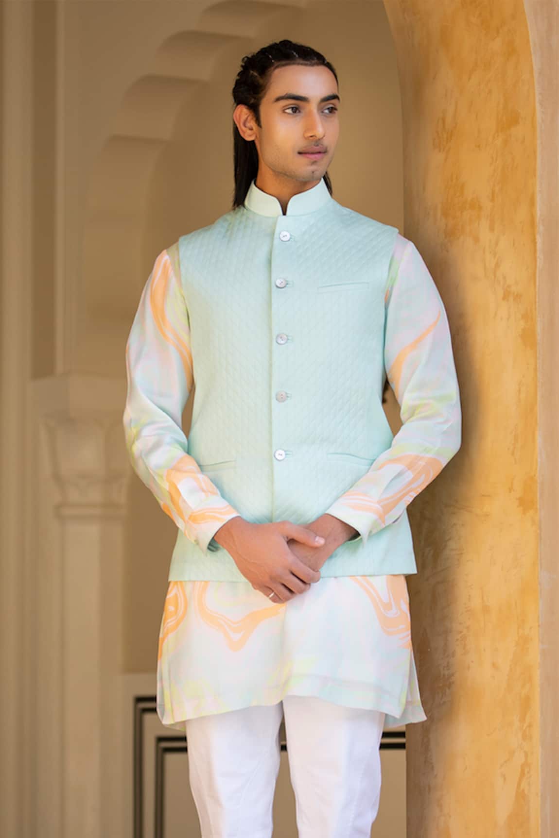 Rohit Kamra Jaipur Linen Silk Nehru Jacket