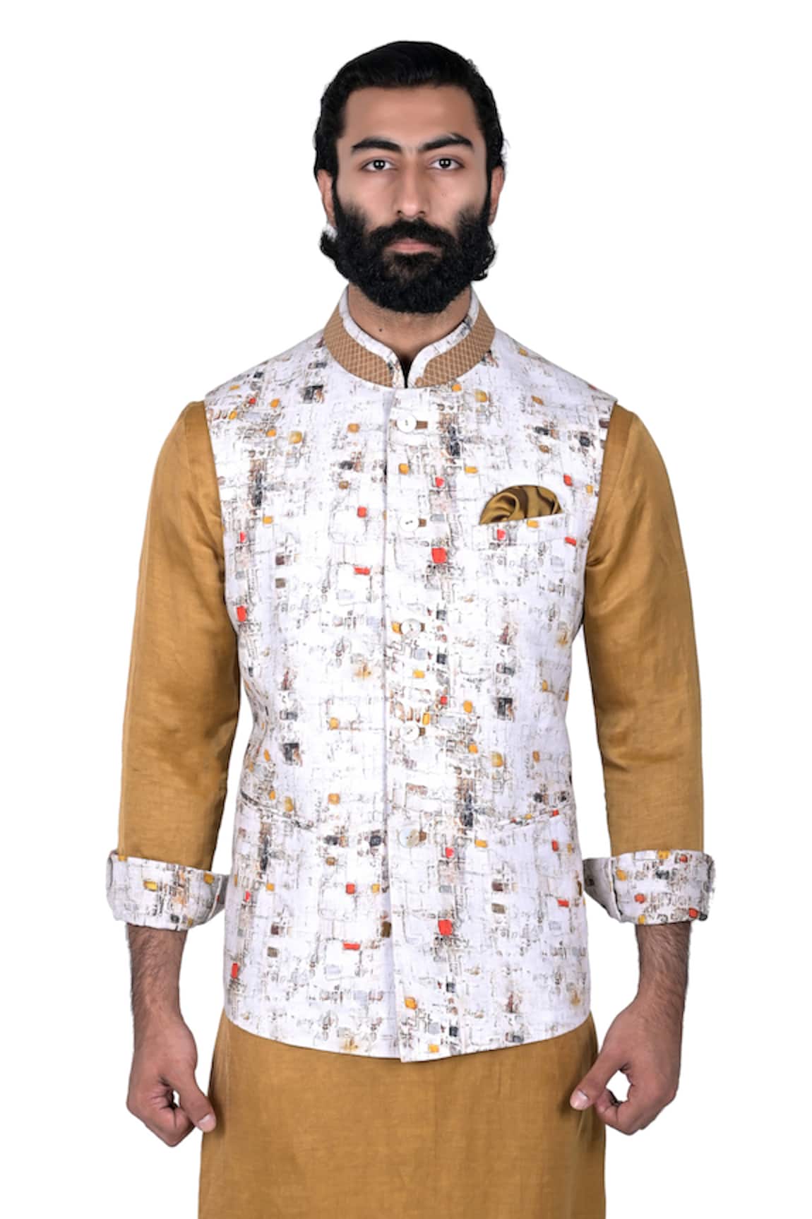 Rohit Kamra Jaipur Linen Silk Nehru Jacket 