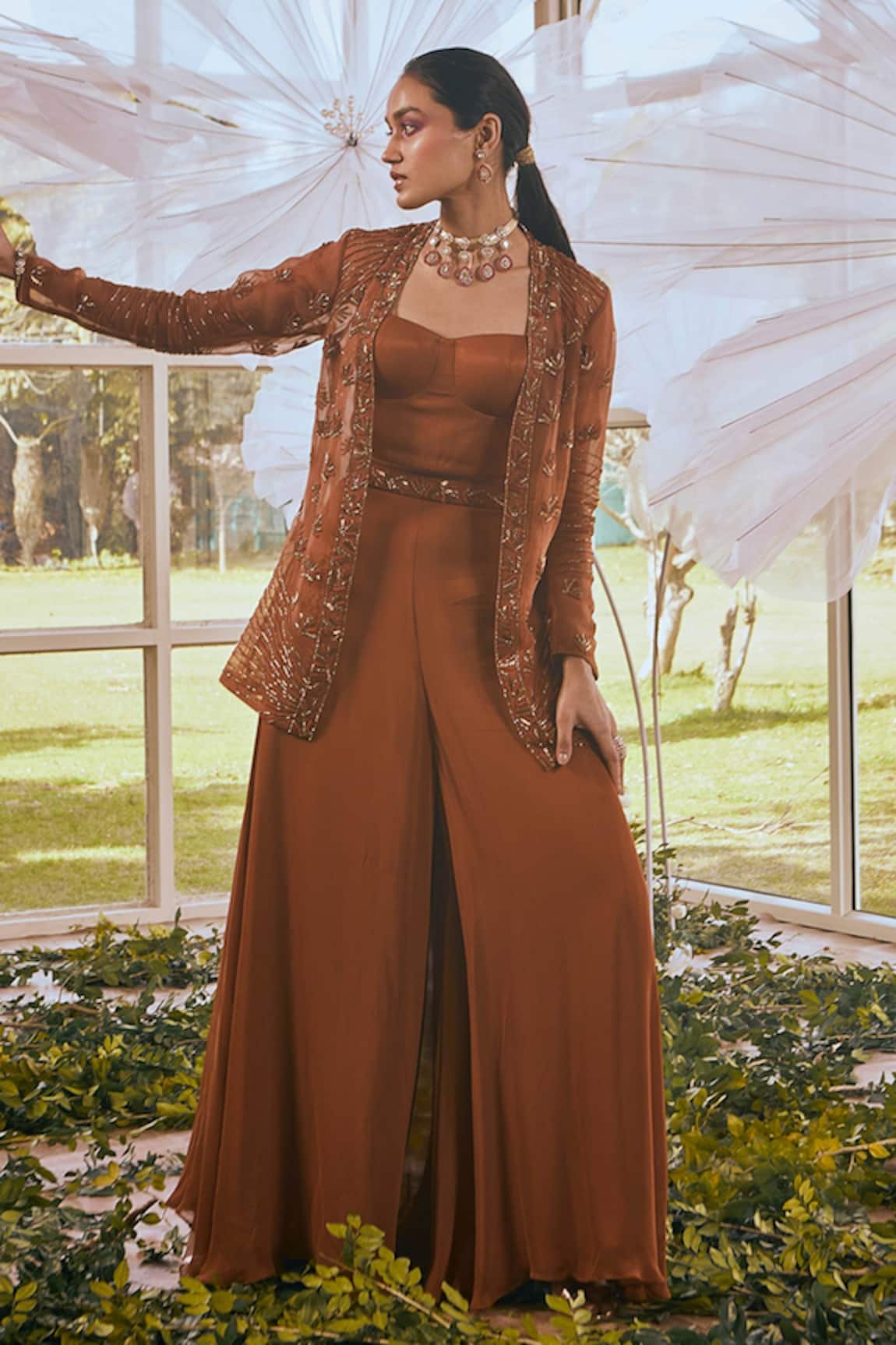 Rachit Khanna Flared Pant Set With Jacket