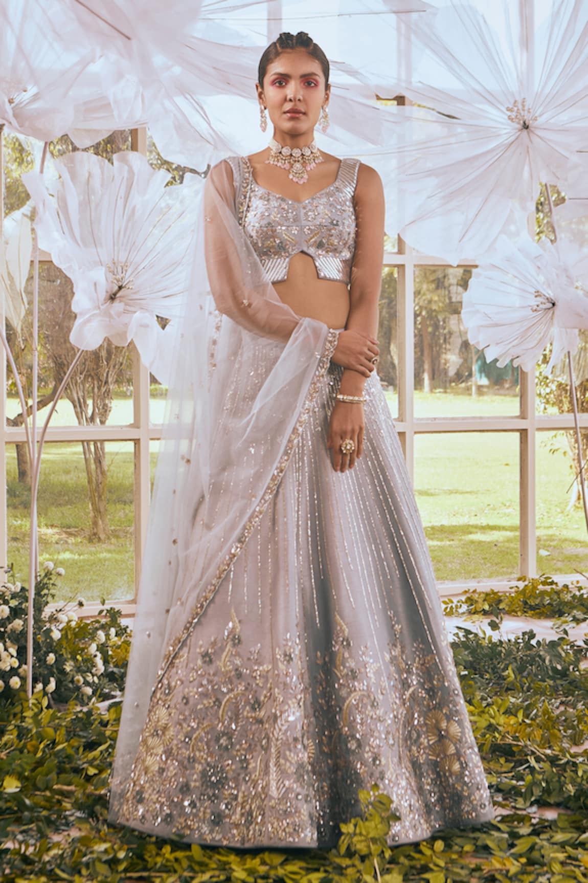 Rachit Khanna Floral Embroidered Bridal Lehenga Set