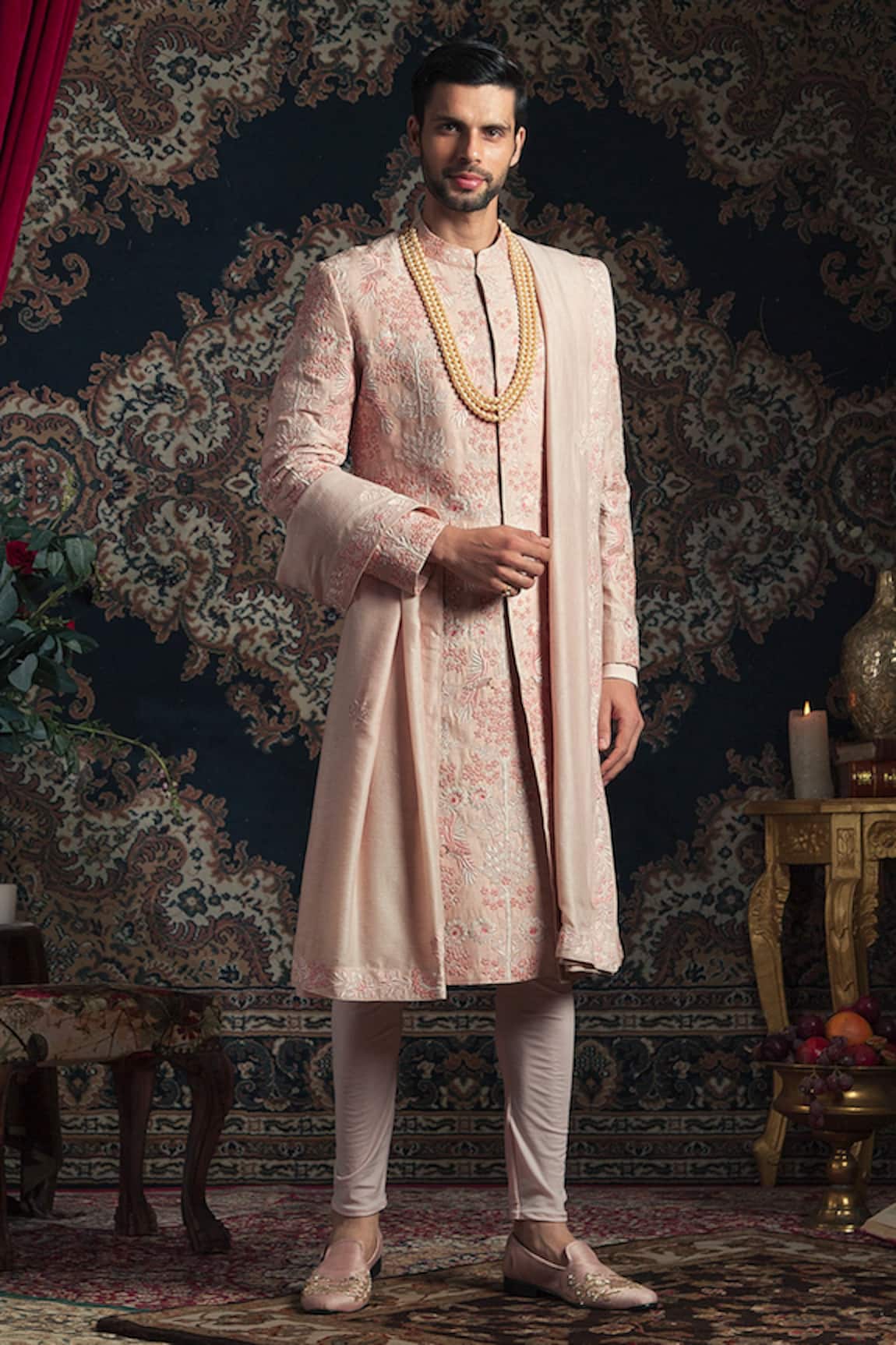 Rachit Khanna Embroidered Silk Sherwani Set