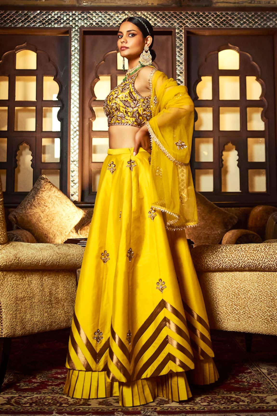 Rajat K Tangri Chevron Stripes Lehenga Set 