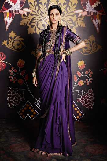 Ridhi Mehra Embroidered Pre-Draped Saree with Blouse
