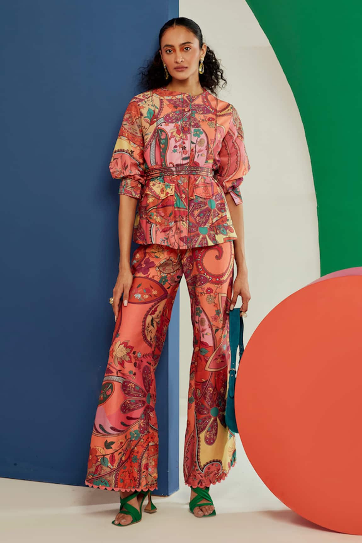 Ridhi Mehra Freyja Printed Shirt & Flared Pant Set 