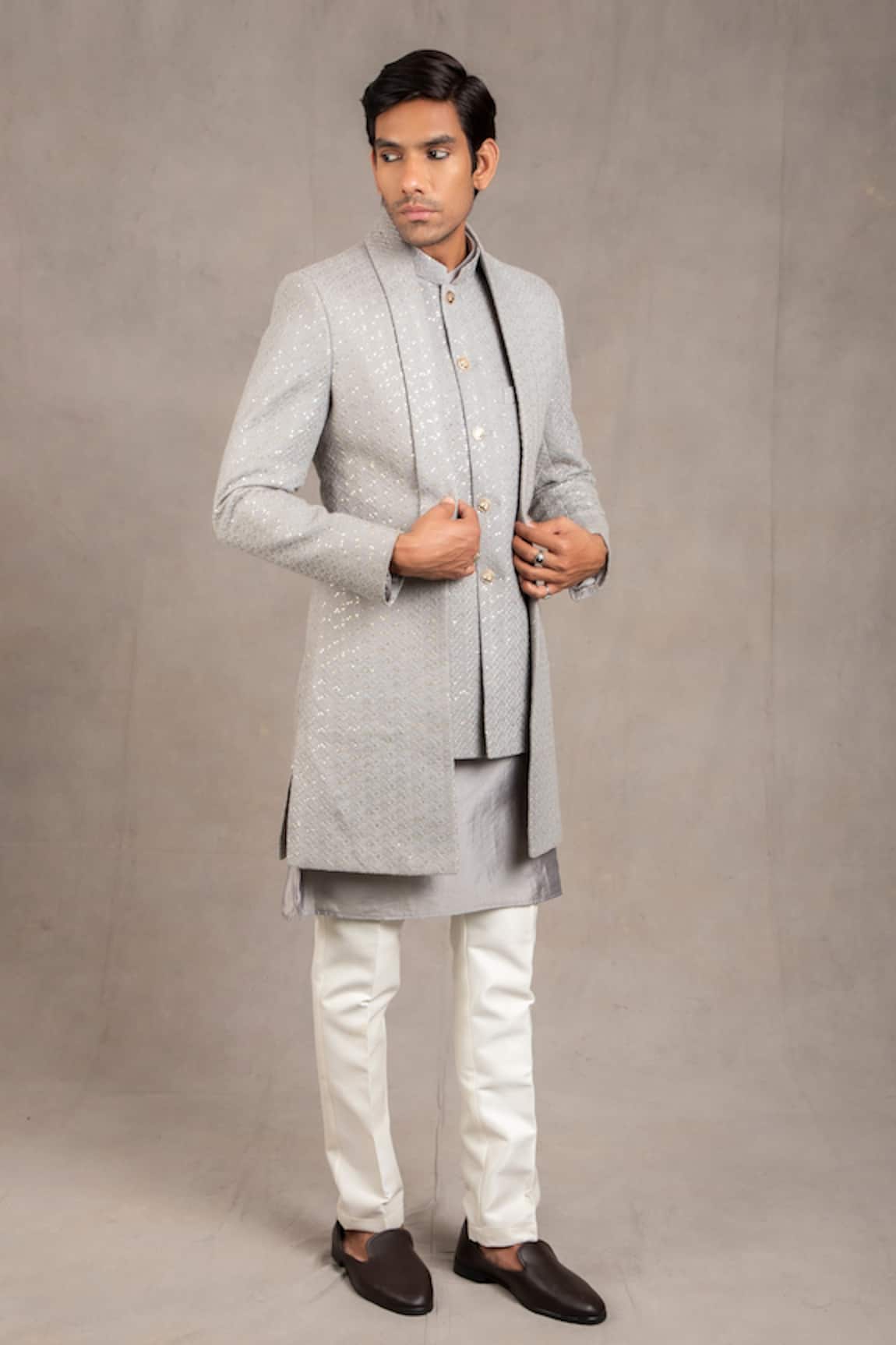 Rng Safawala Sequin Work Jacket & Kurta Set 