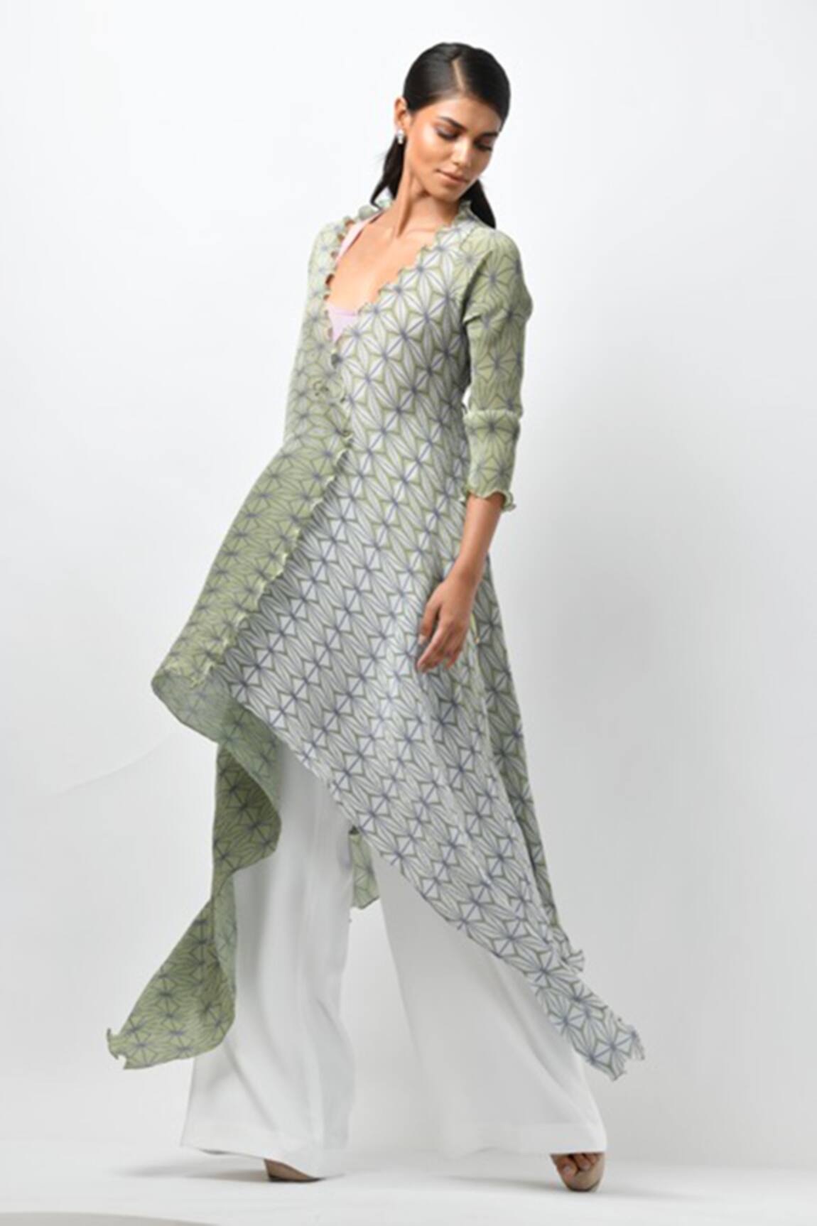 Kiran Uttam Ghosh Pleated Asymmetric Jacket