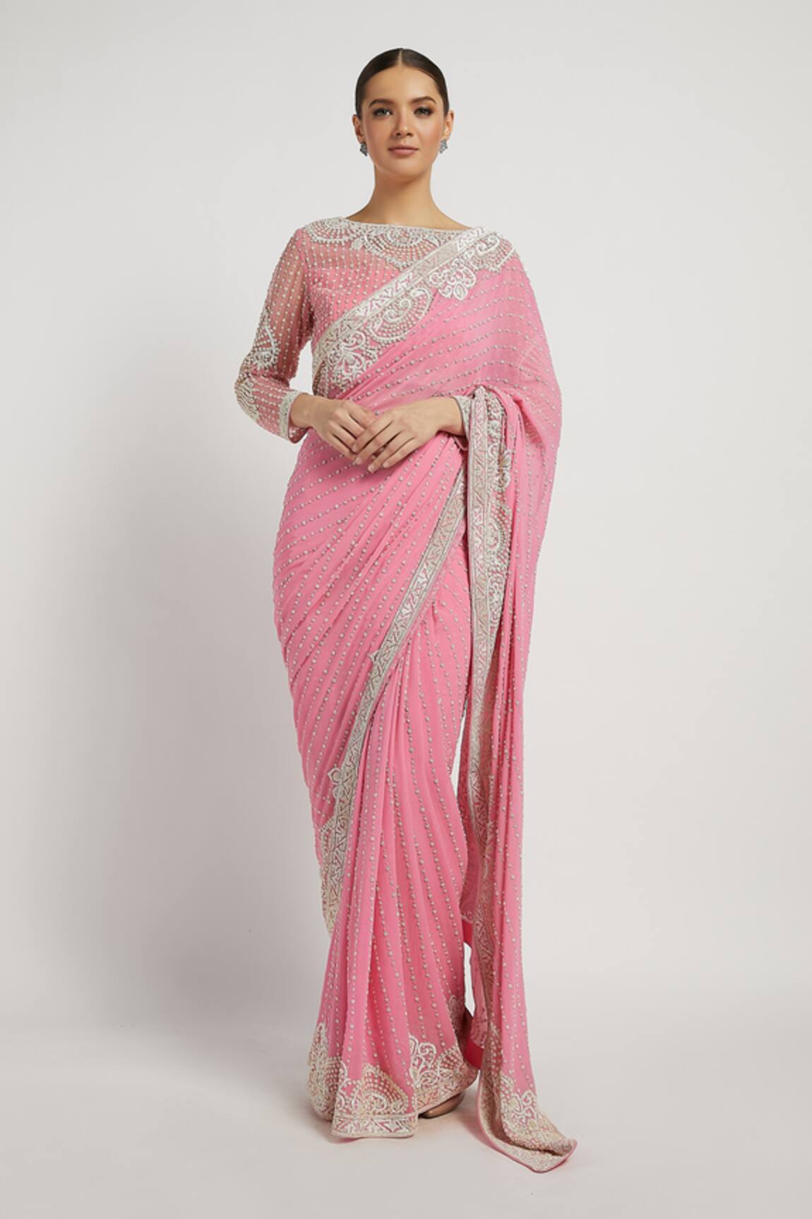 Rabani & Rakha Zaynab Striped Saree with Blouse 