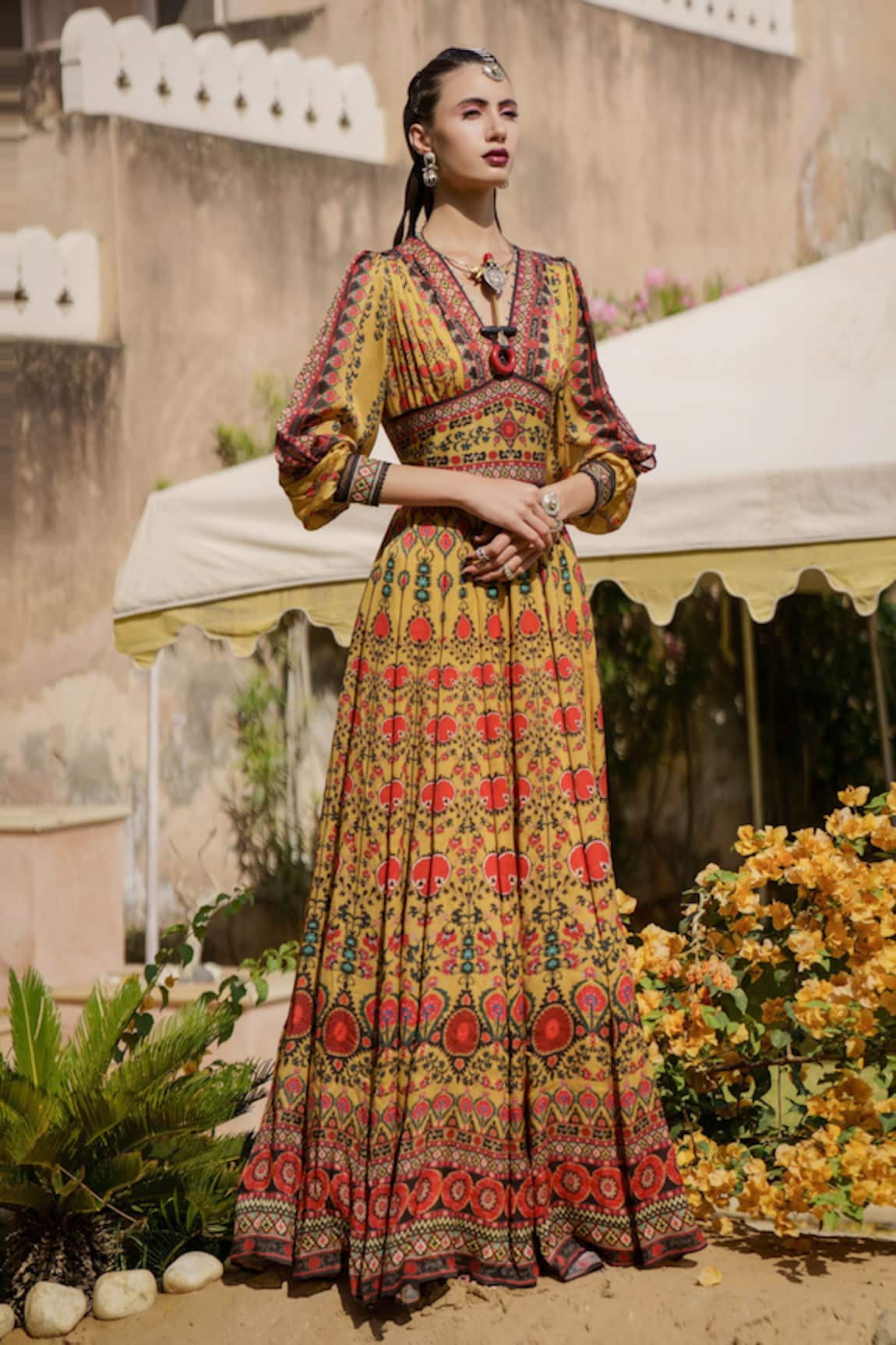 Rajdeep Ranawat Swara Silk Printed Gown