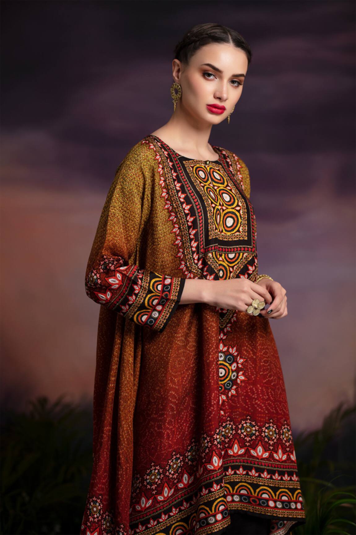 Rajdeep Ranawat Navya Silk Printed Asymmetric Tunic
