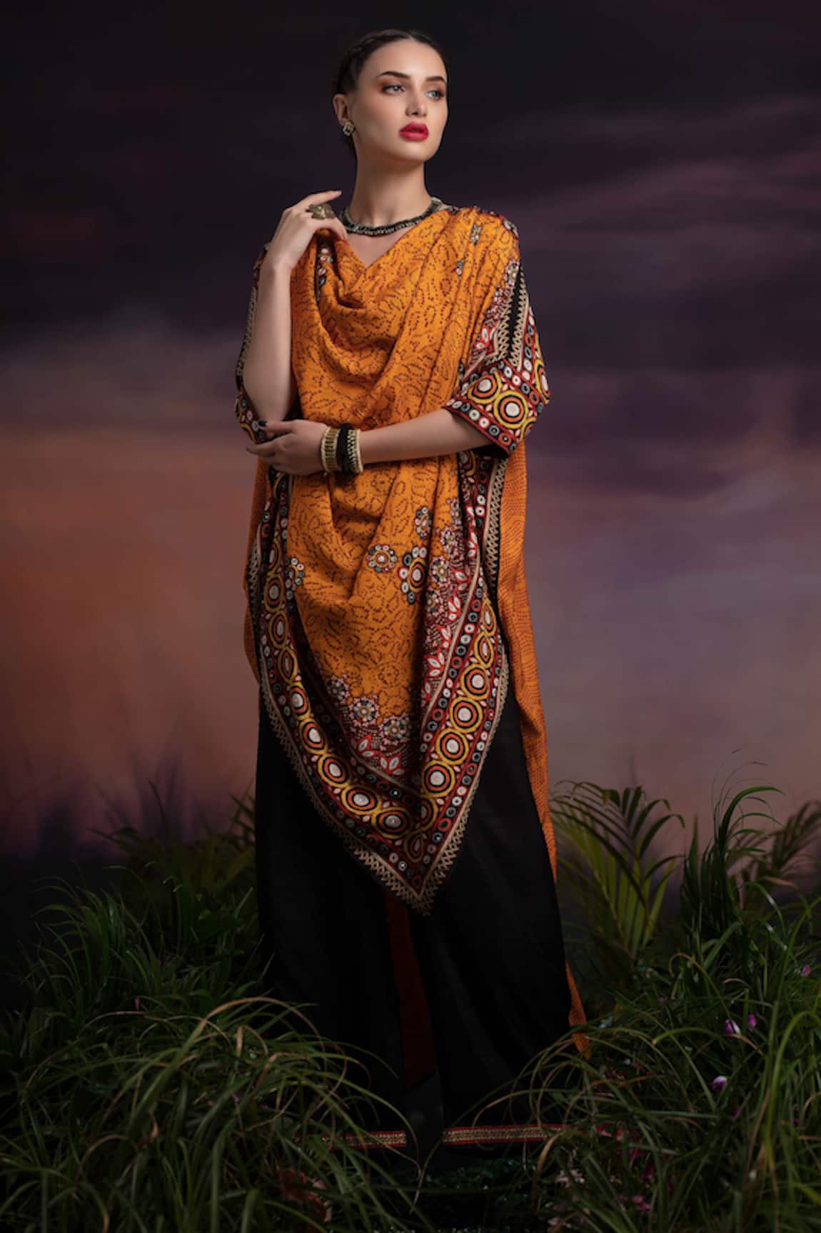 Rajdeep Ranawat Montijo Silk Asymmetric Kaftan Tunic & Pant Set