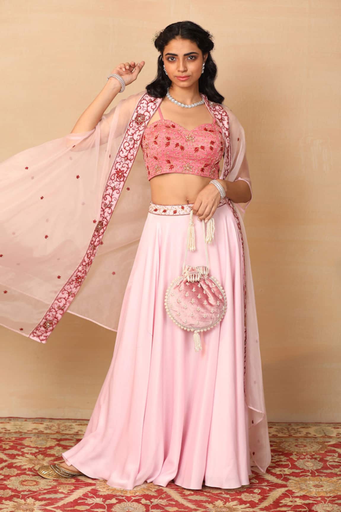 Rashika Sharma Silk Organza Cape & Lehenga Set 