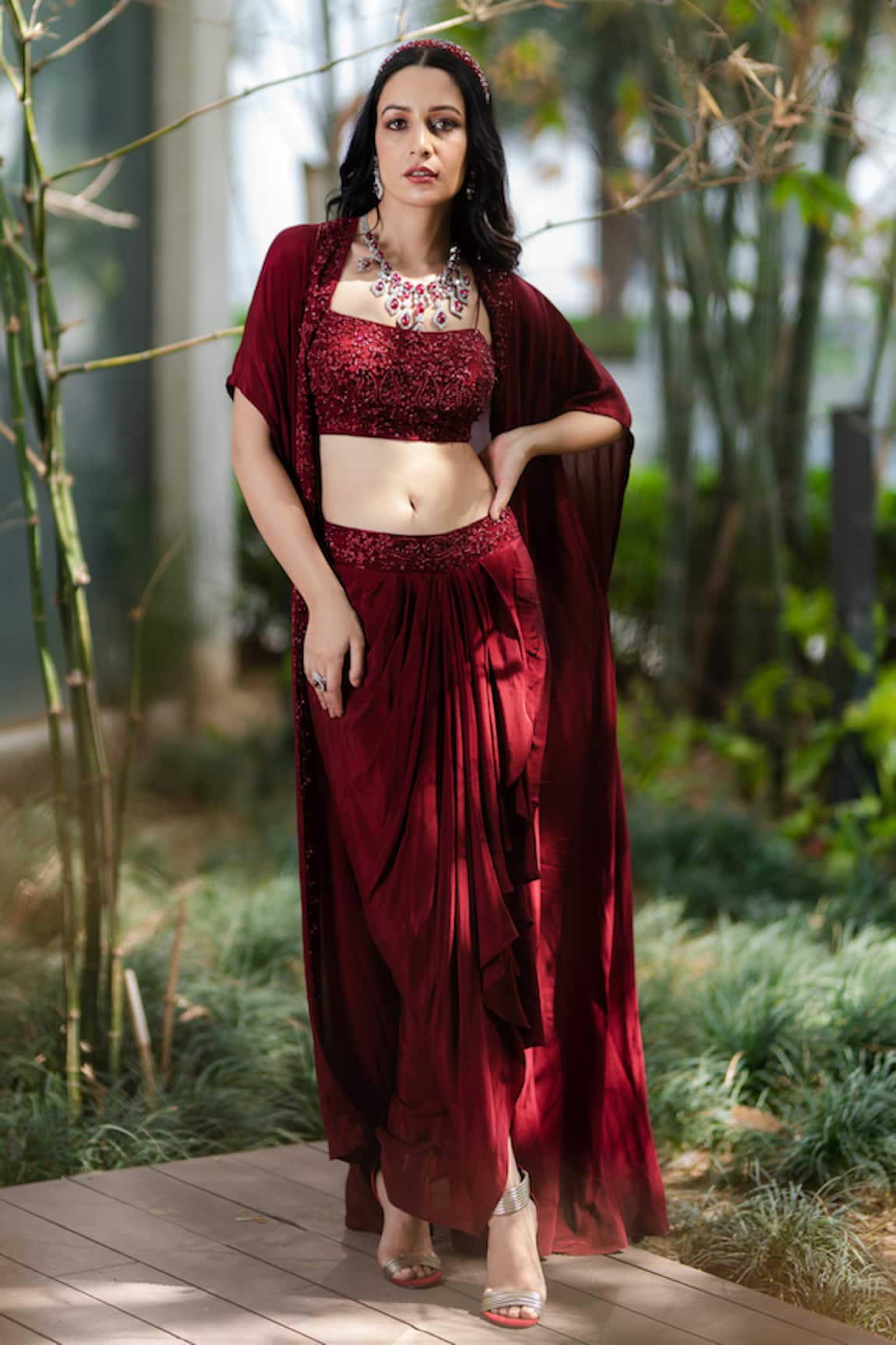 Rashika Sharma Aarna Cape & Draped Skirt Set