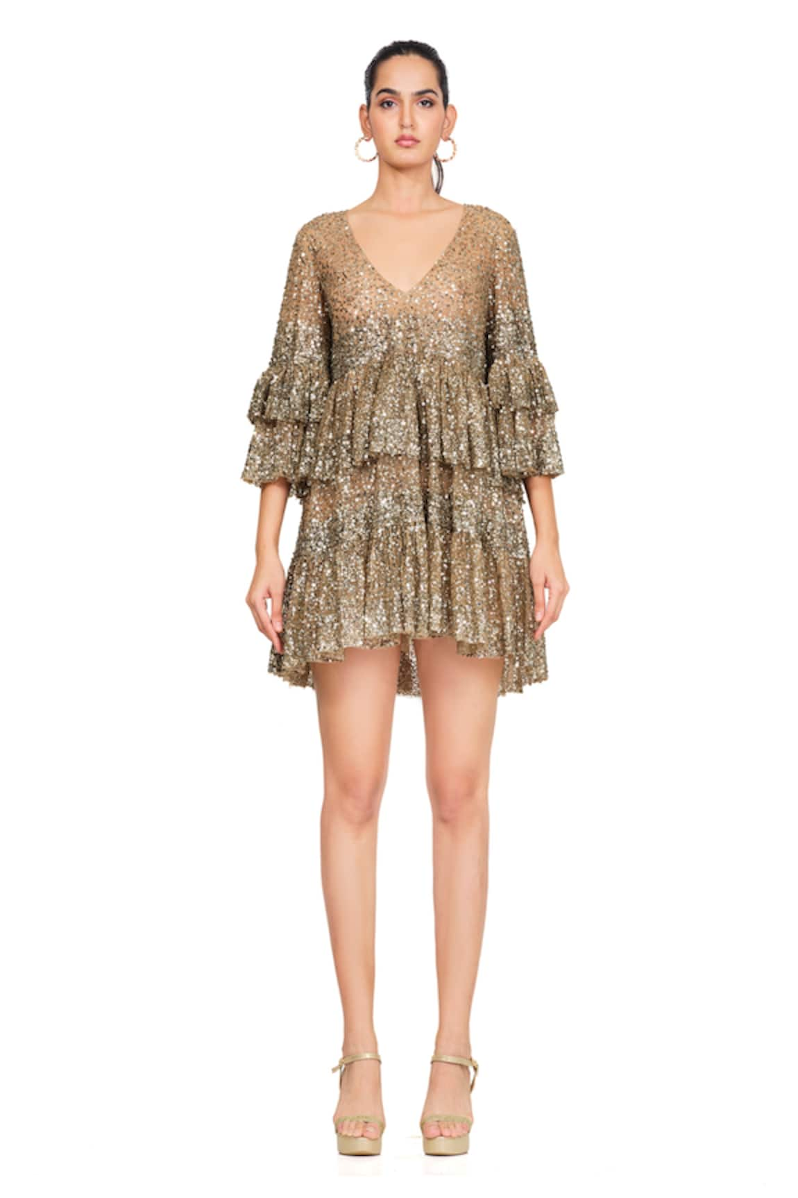 Rocky Star Sequin Embroidered Layered Dress