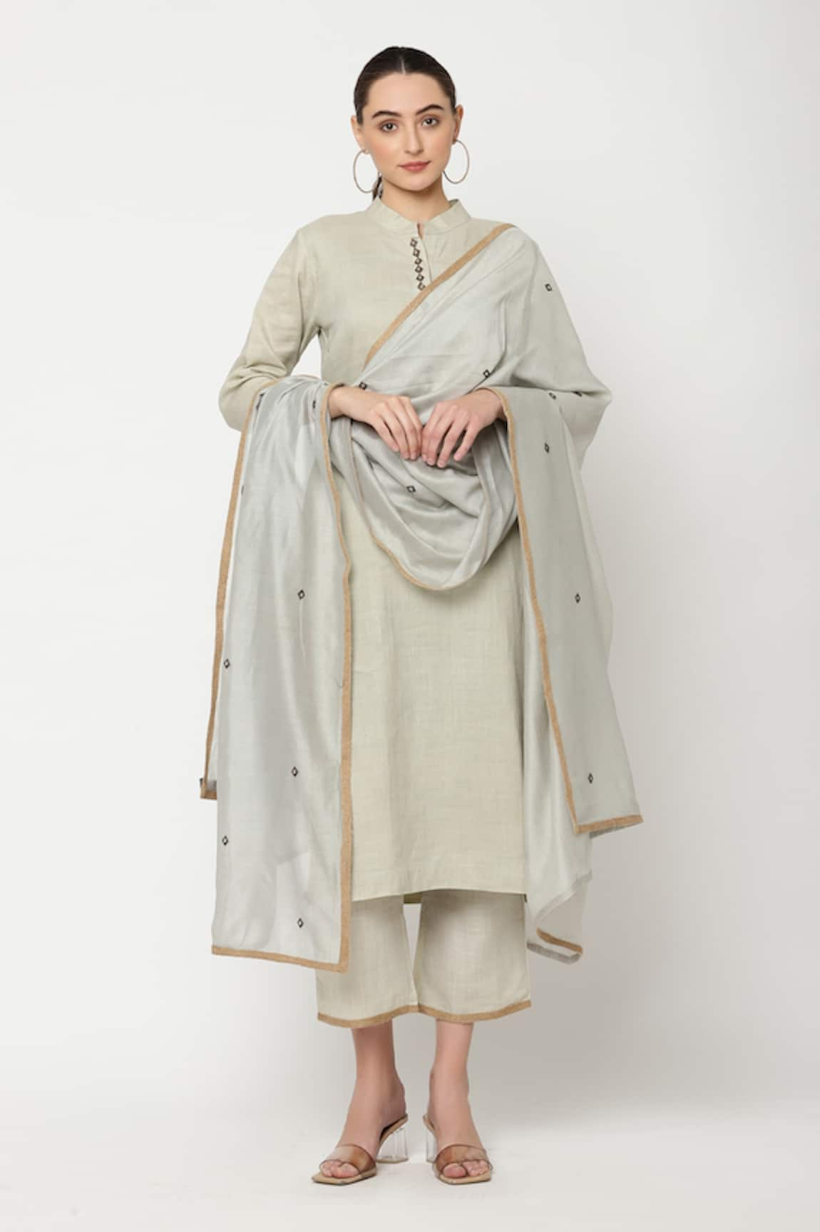 Musal Semillion Embroidered Placket Kurta Set