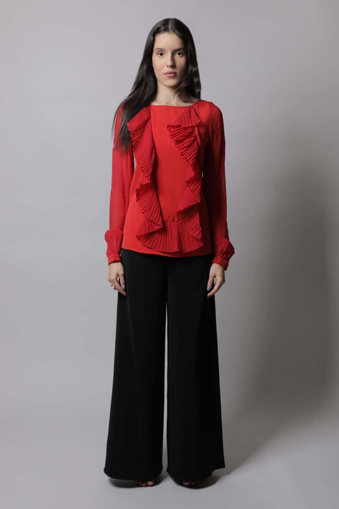 Swatee Singh Crepe Textured Frill Top 