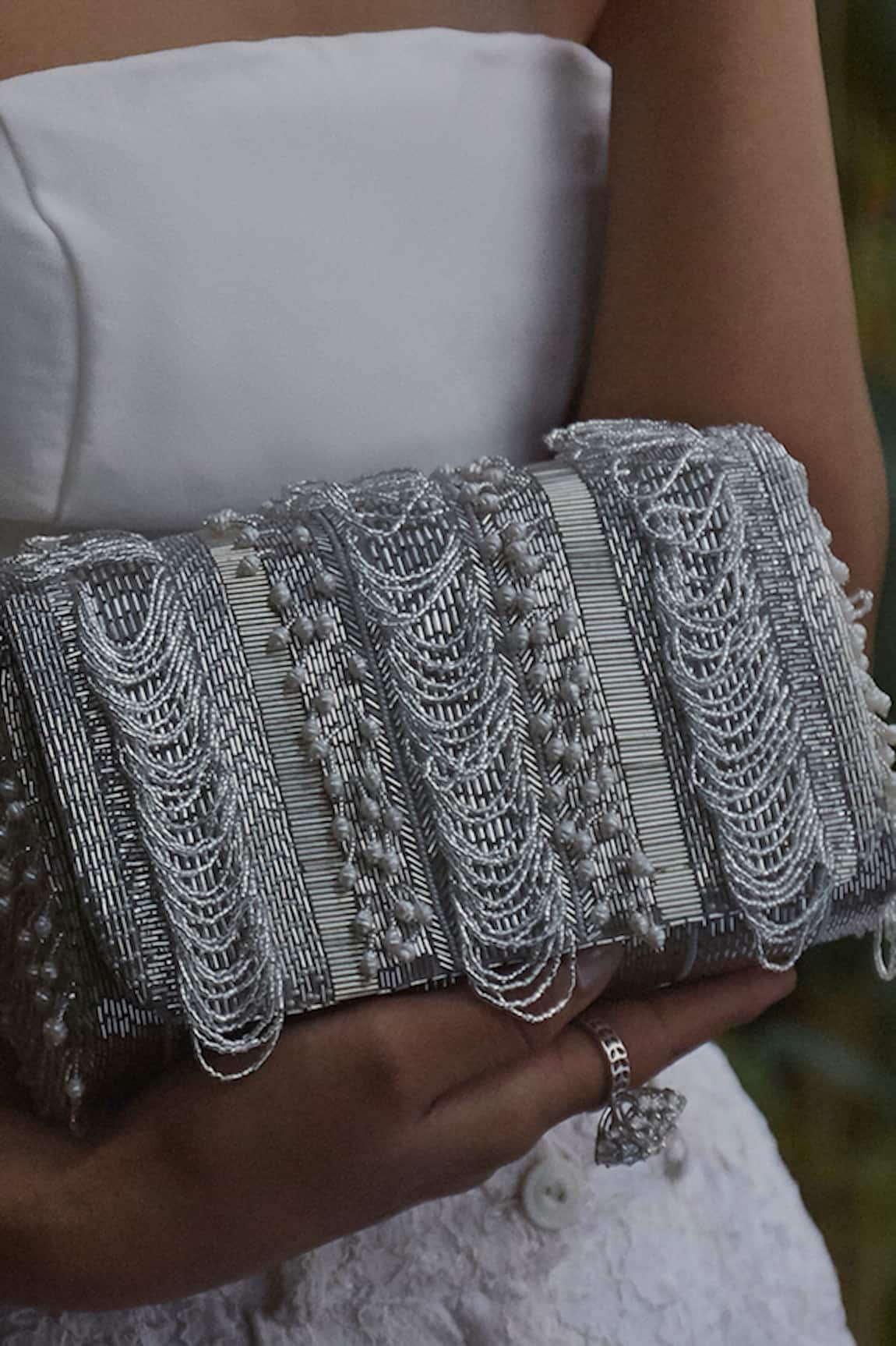 Lovetobag Ruche Flapover Embellished Clutch