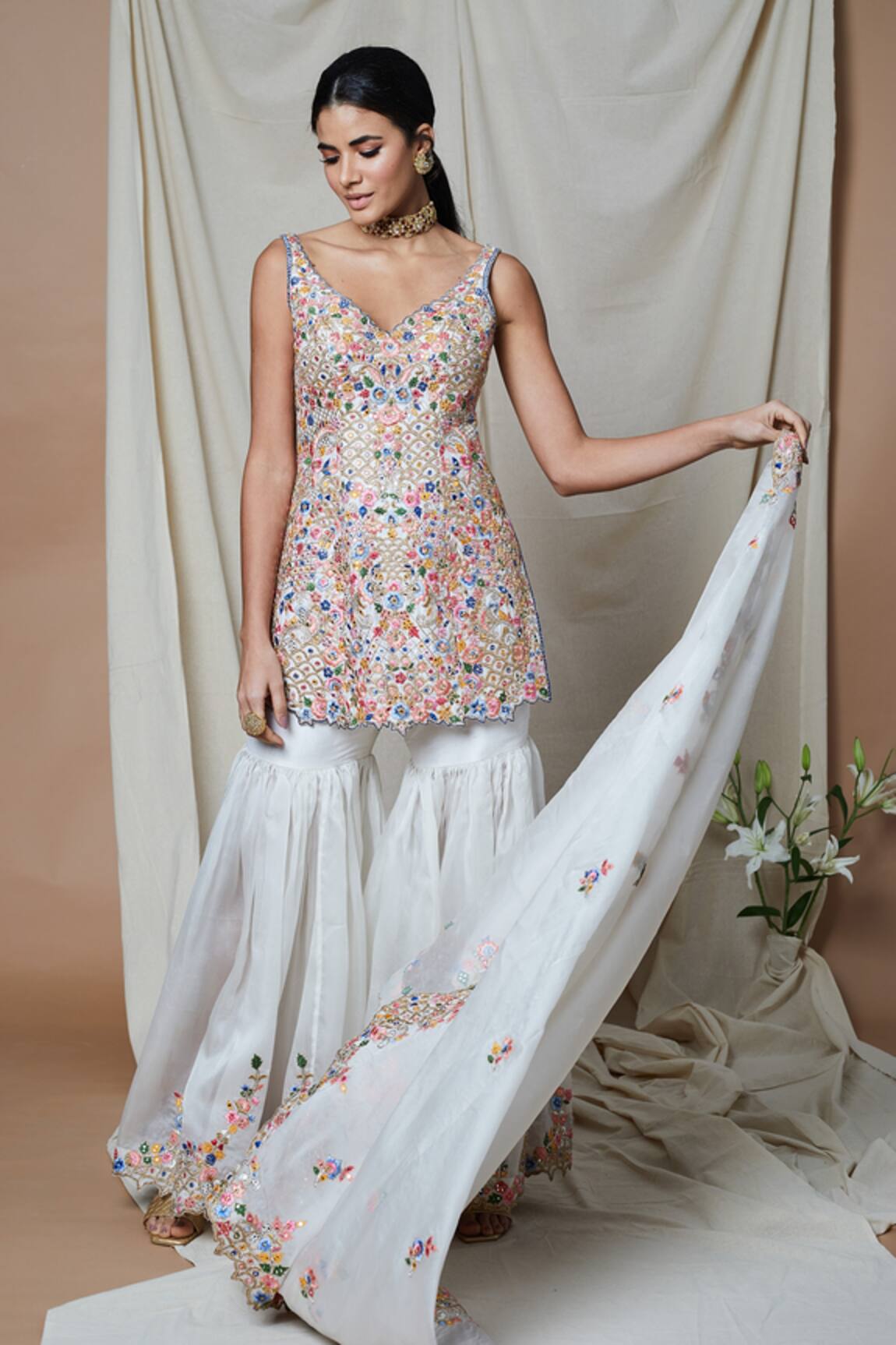 Tamanna Punjabi Kapoor Embroidered Kurta Gharara Set 