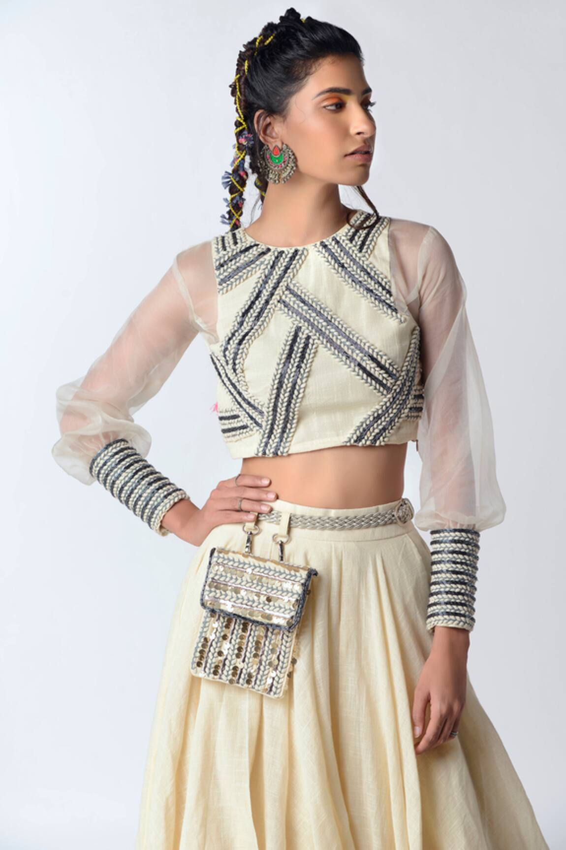 Rishi and Vibhuti Organic Cotton Embroidered Lehenga Set 