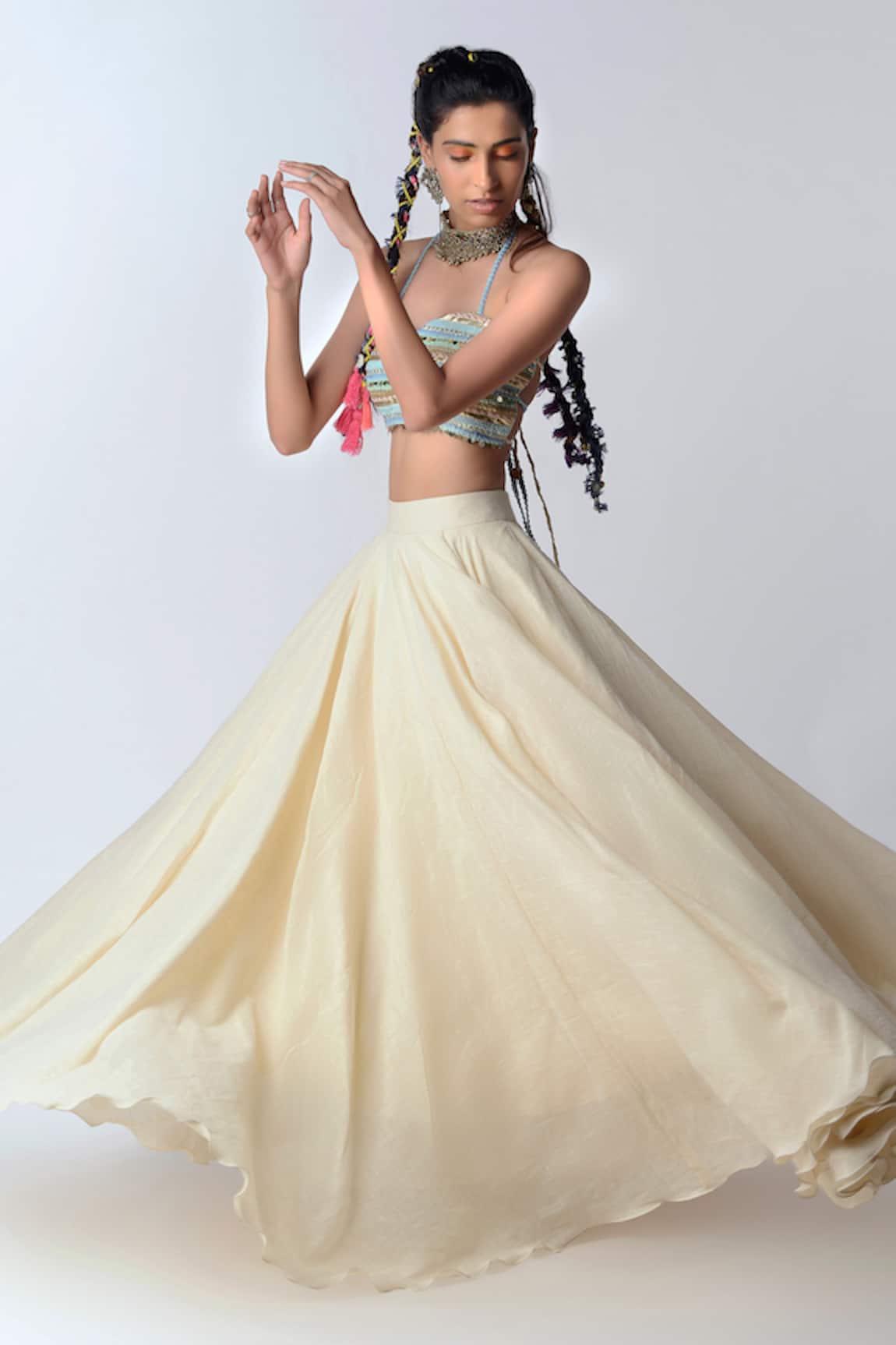 Rishi & Vibhuti Organic Cotton Embroidered Lehenga Set
