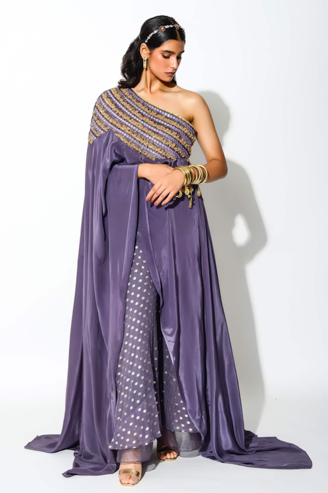 Rishi & Vibhuti One Shoulder Cape & Pant Set