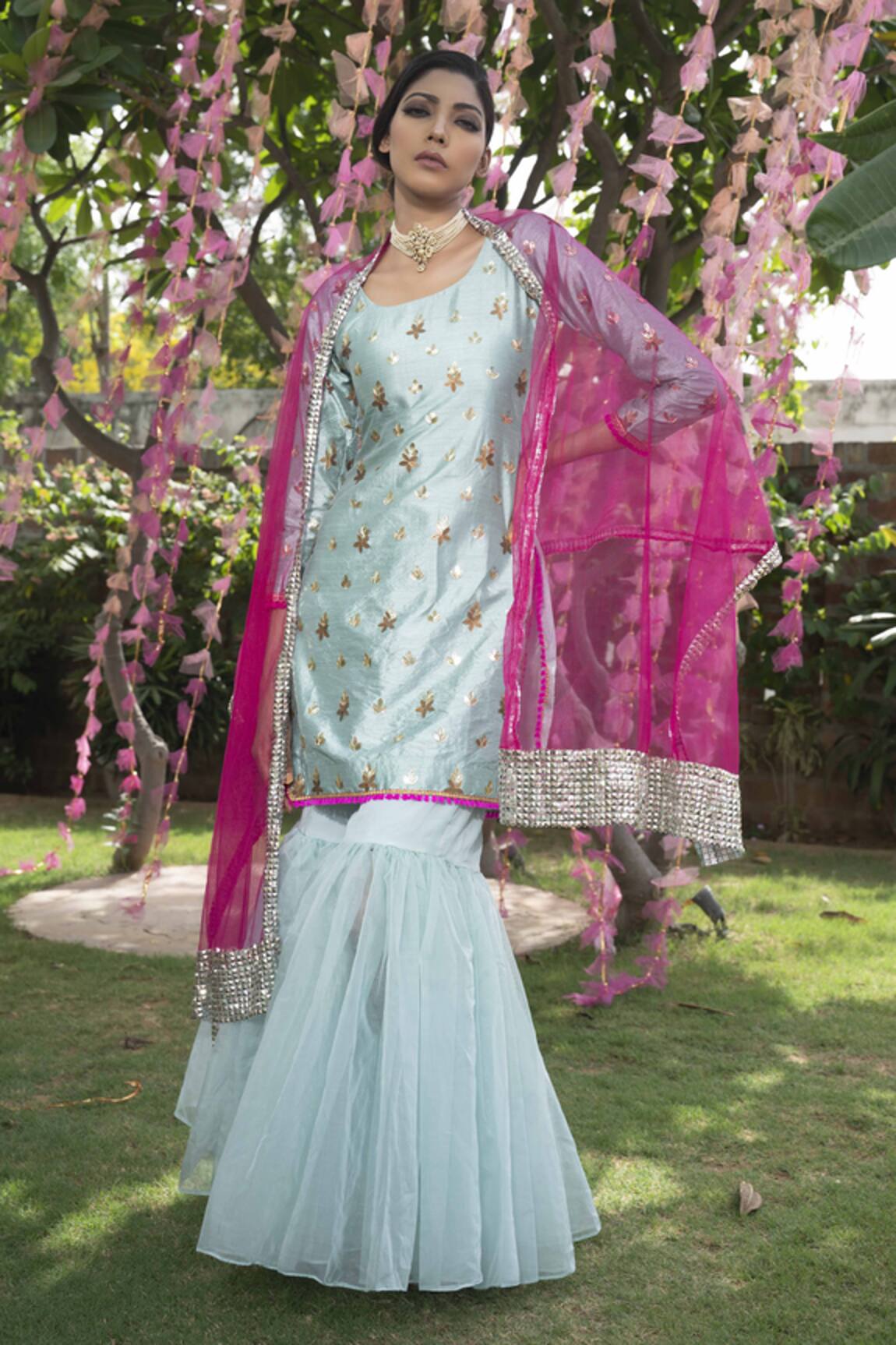 Rishi & Vibhuti Embroidered Kurta & Sharara Set