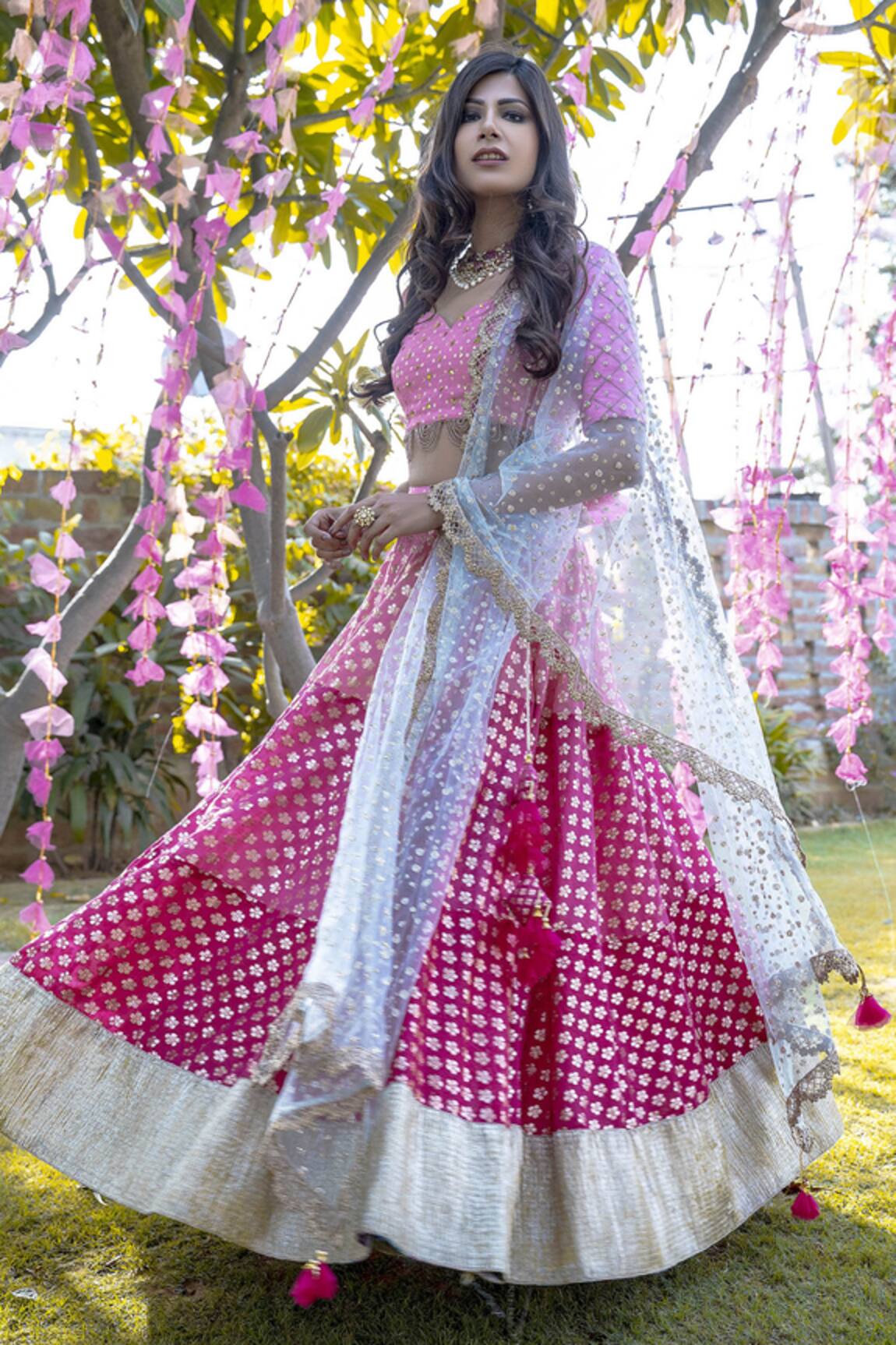Rishi & Vibhuti Chanderi Embroidered Lehenga Set