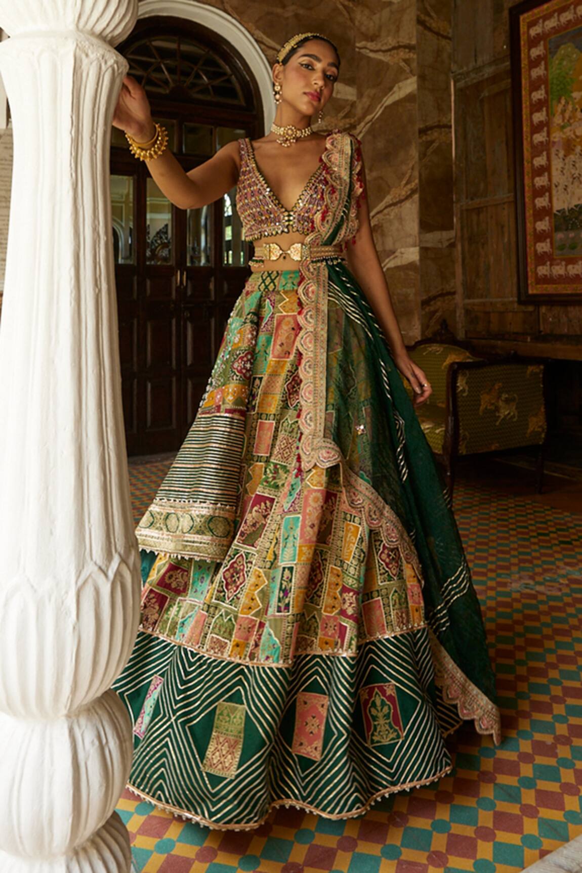 Aditi Gupta Banarasi Silk Lehenga Set 