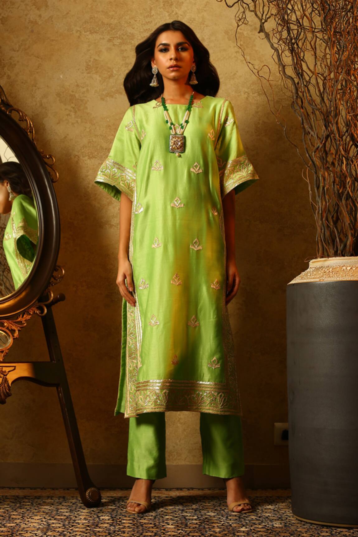 Samatvam By Anjali Bhaskar Chanderi Cotton Kurta & Pant Set