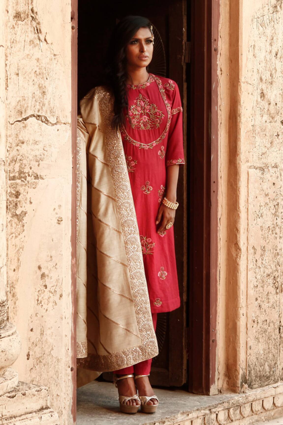 Samatvam By Anjali Bhaskar Chanderi Silk Kurta Set 