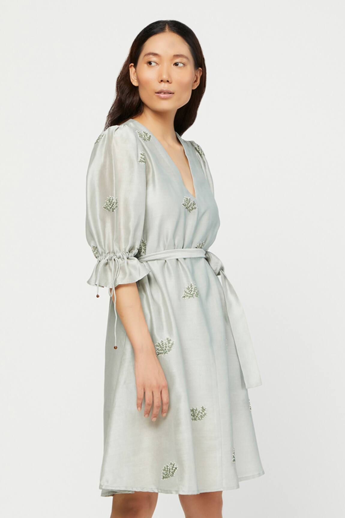 Meadow Silk Chanderi Floral Embroidered Dress