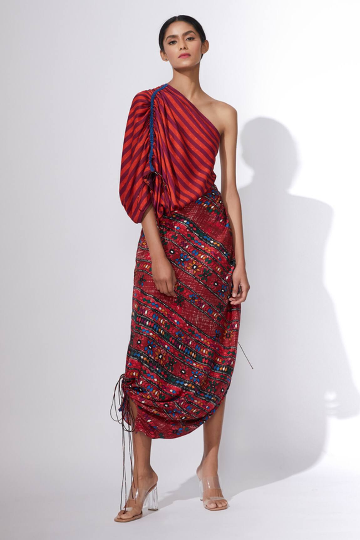 Saaksha & Kinni  One Shoulder Printed Dress