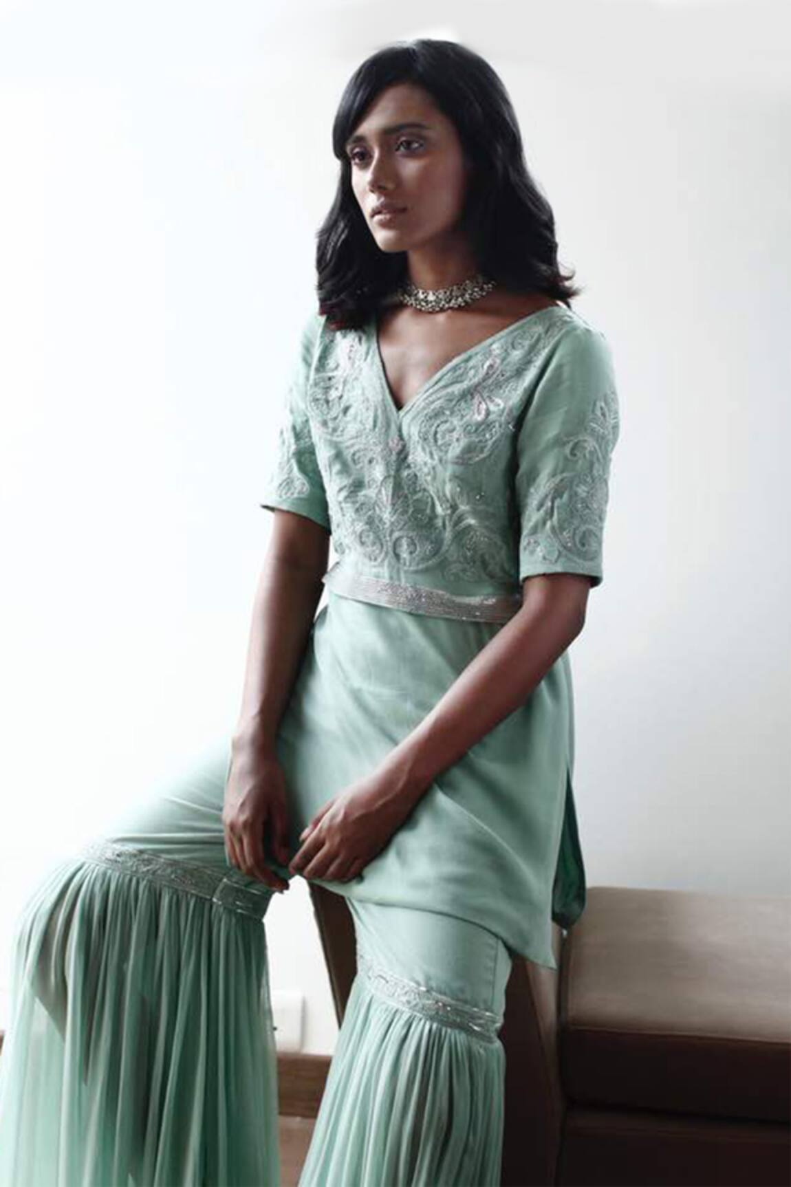 Samatvam By Anjali Bhaskar Embroidered Kurta & Sharara Set 