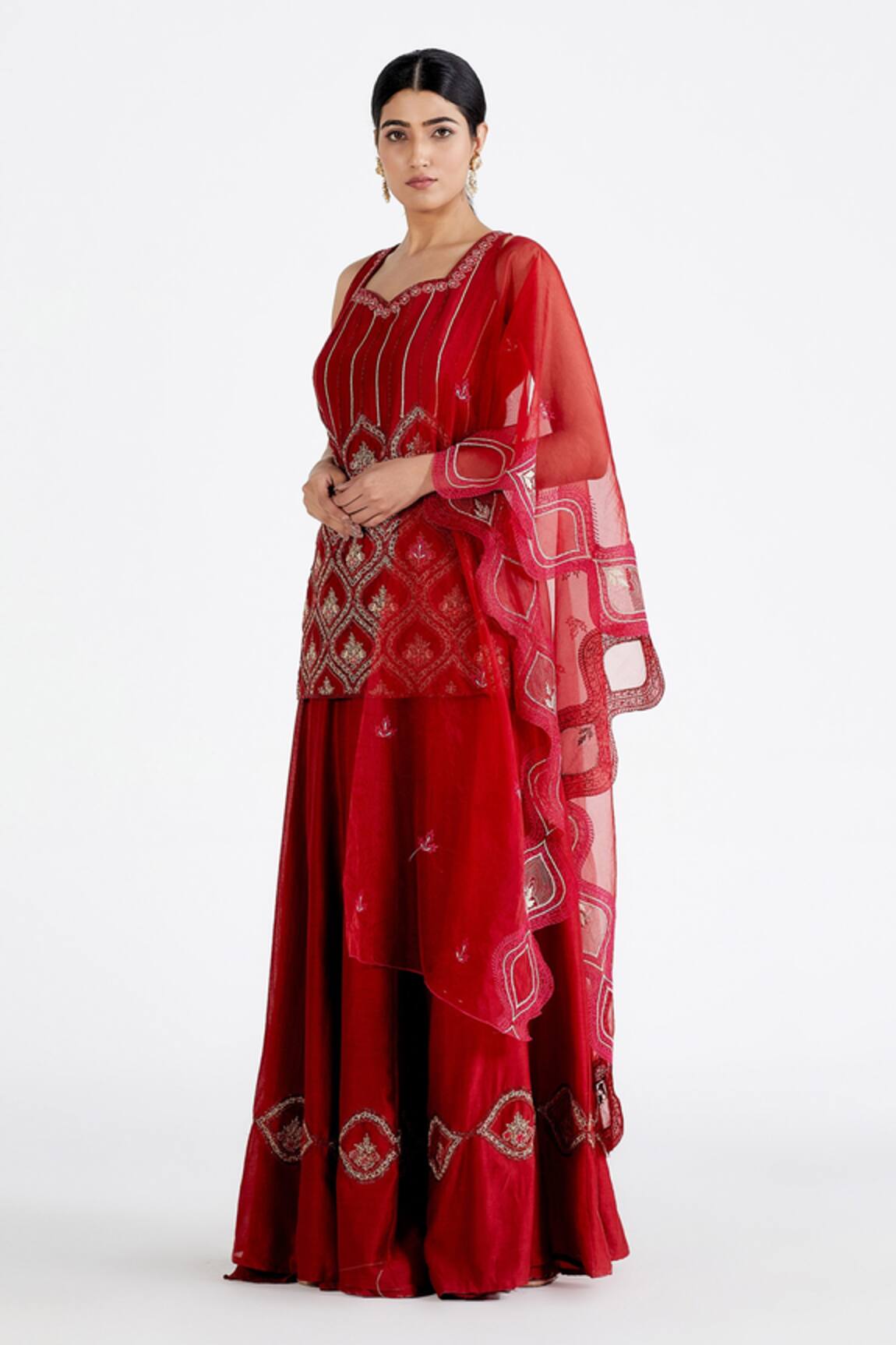 Megha Bansal Shabnam Embroidered Kurta Lehenga Set 