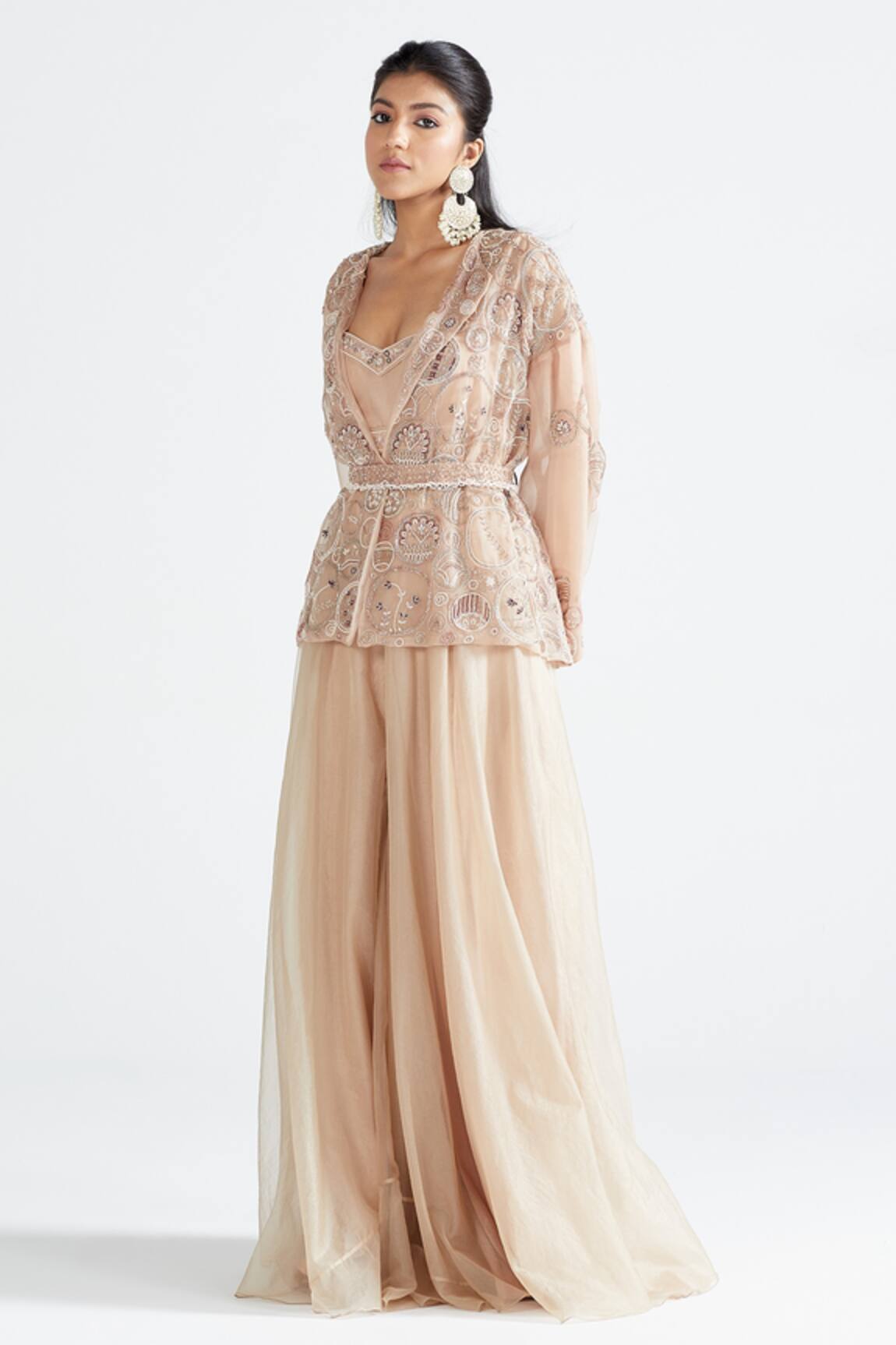 Megha Bansal Aadh Embroidered Jacket & Kurta Set