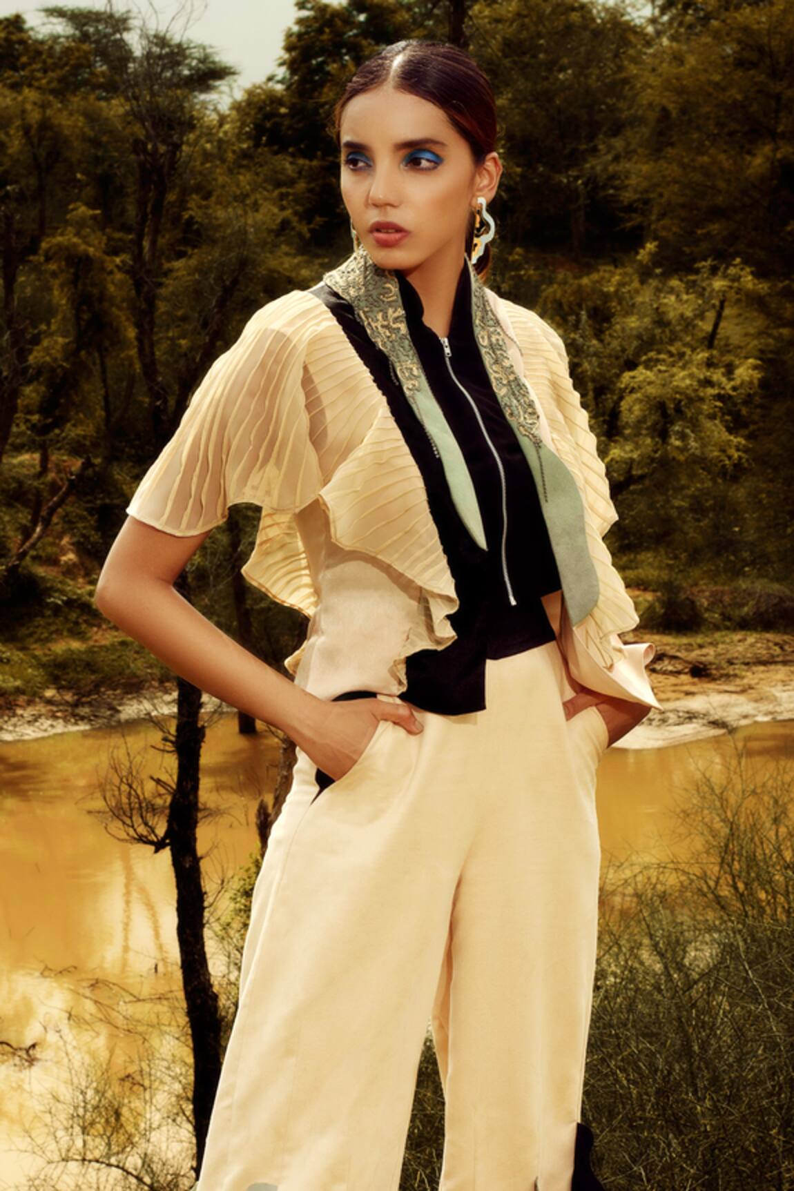 Siddhant Agrawal Colorblock Ruffle Top 