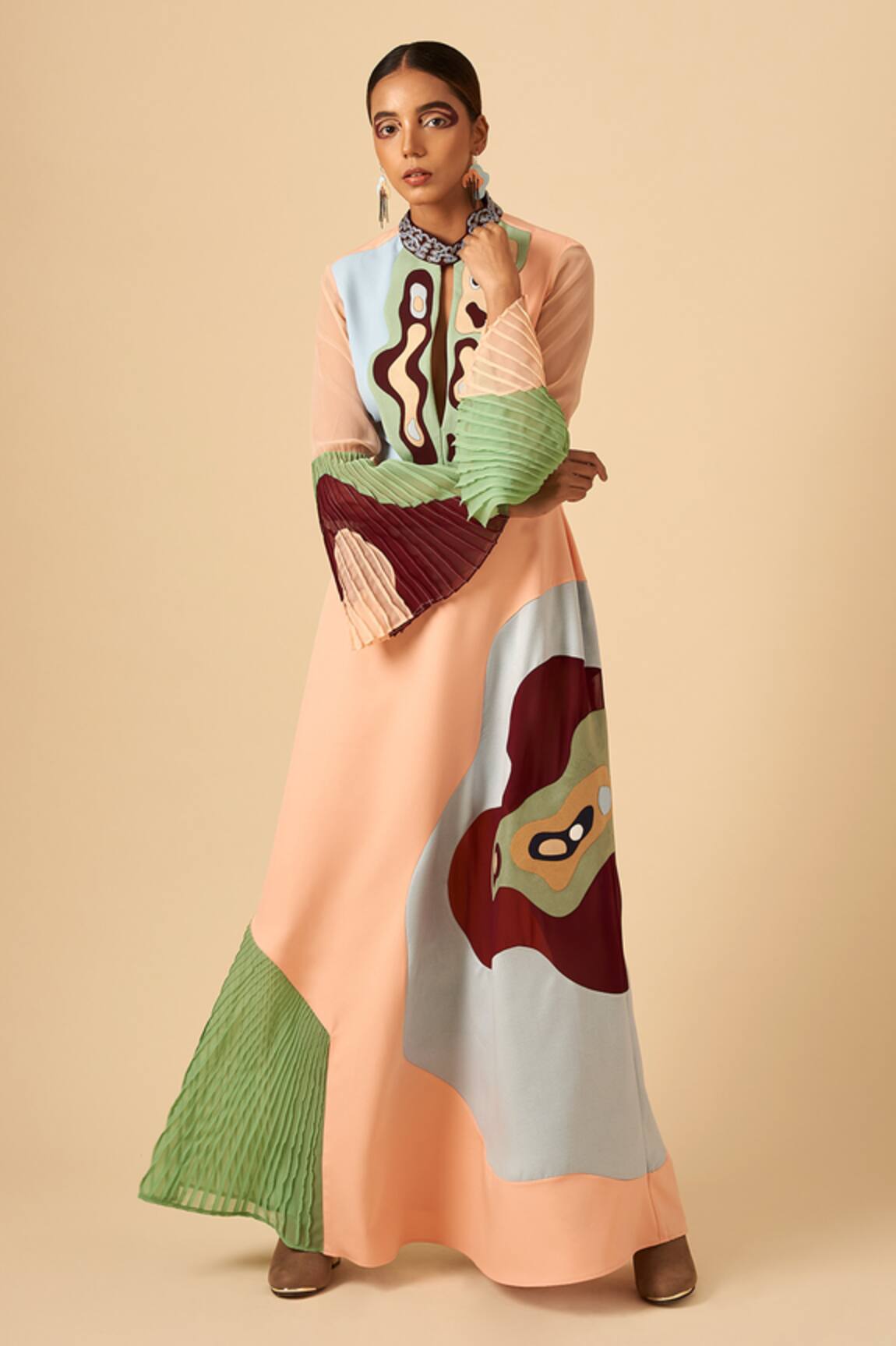 Siddhant Agrawal Colorblock Applique Gown