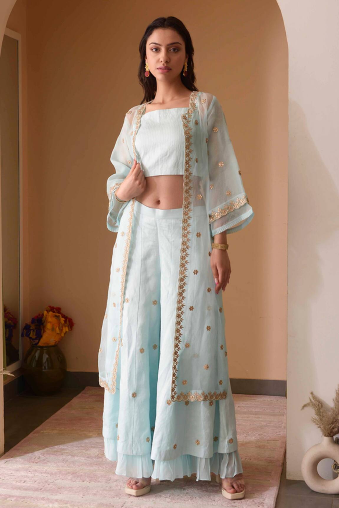 Surabhi Arya Gota Embroidered Jacket Sharara Set 