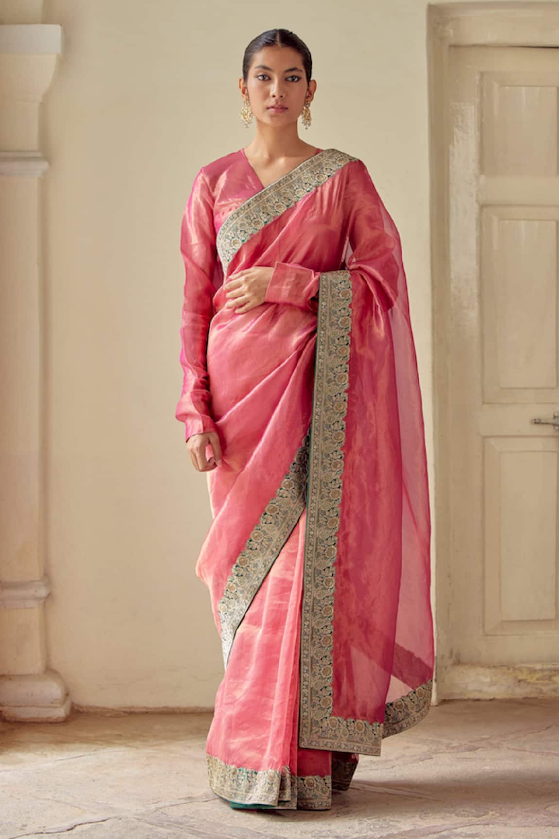 Mimamsaa Sandali Tissue Woven Saree With Blouse